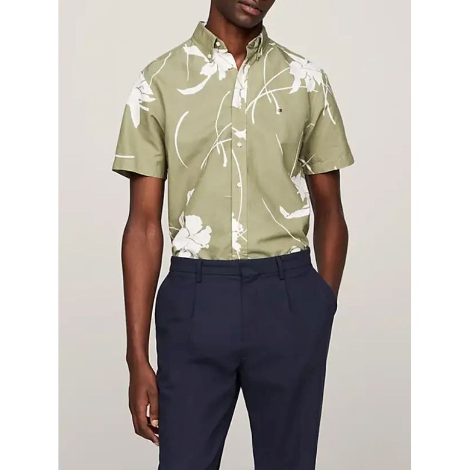 TOMMY HILFIGER Marškiniai trump. rankovėmis vyrams, Žalia, Large tropical prt shirt s/s 2