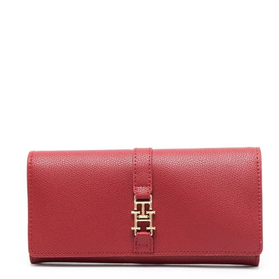 TOMMY HILFIGER Piniginė moterims, Raudona, TH PLUSH LRG FLAP WALLET 1
