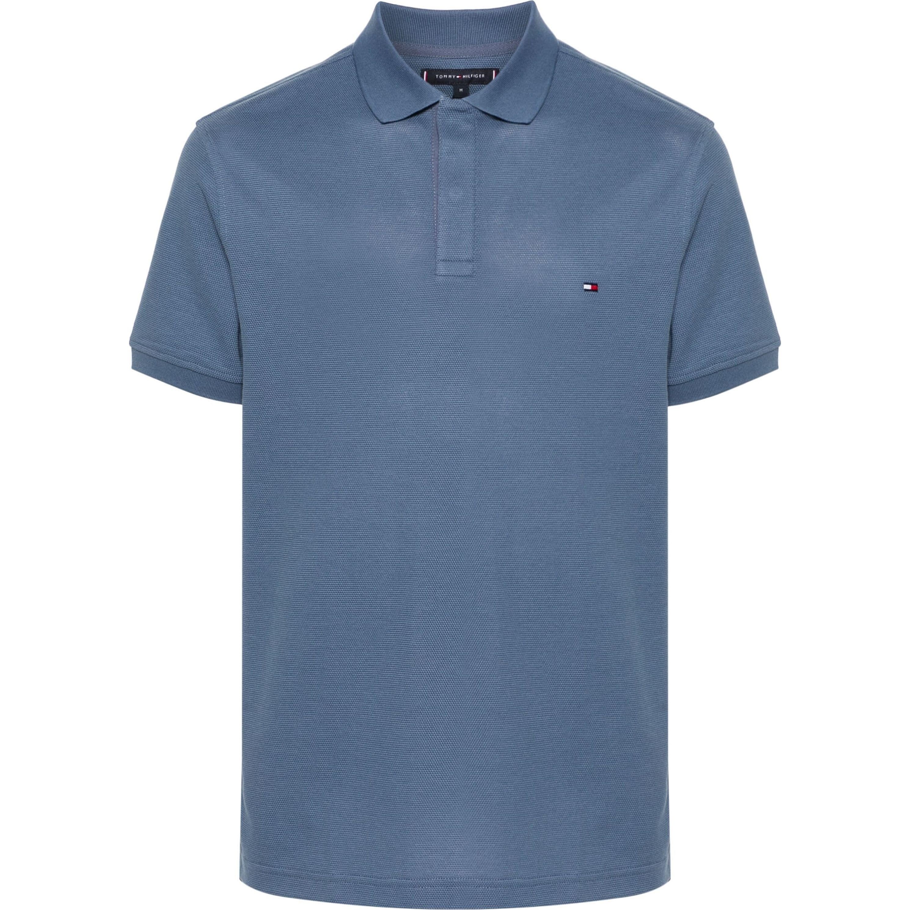 TOMMY HILFIGER Polo marškiniai trumpos rank. vyrams, Mėlyna, Bubble stitch reg polo