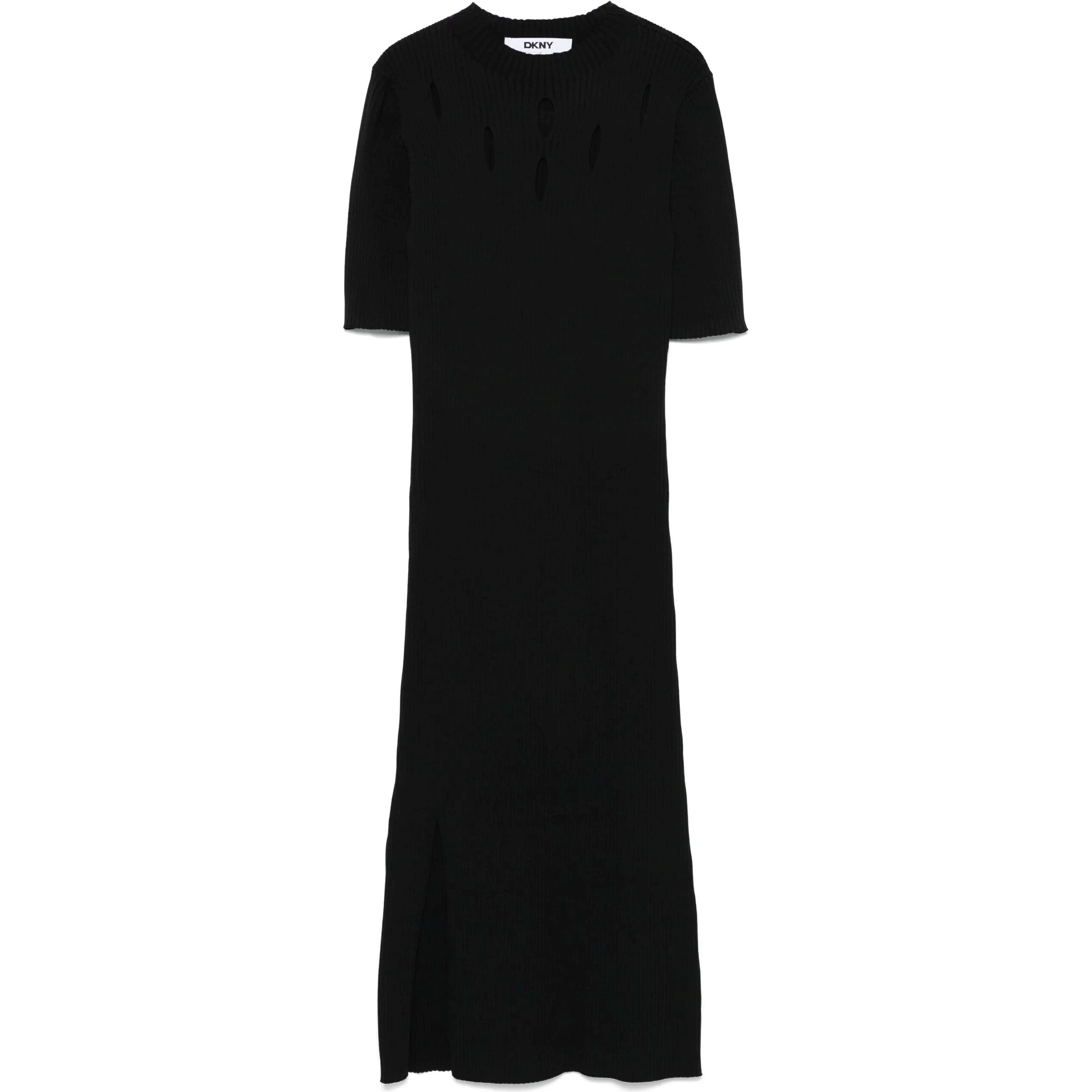 DKNY Mini suknelė moterims, Juoda, S/s grated yoke swtr 1