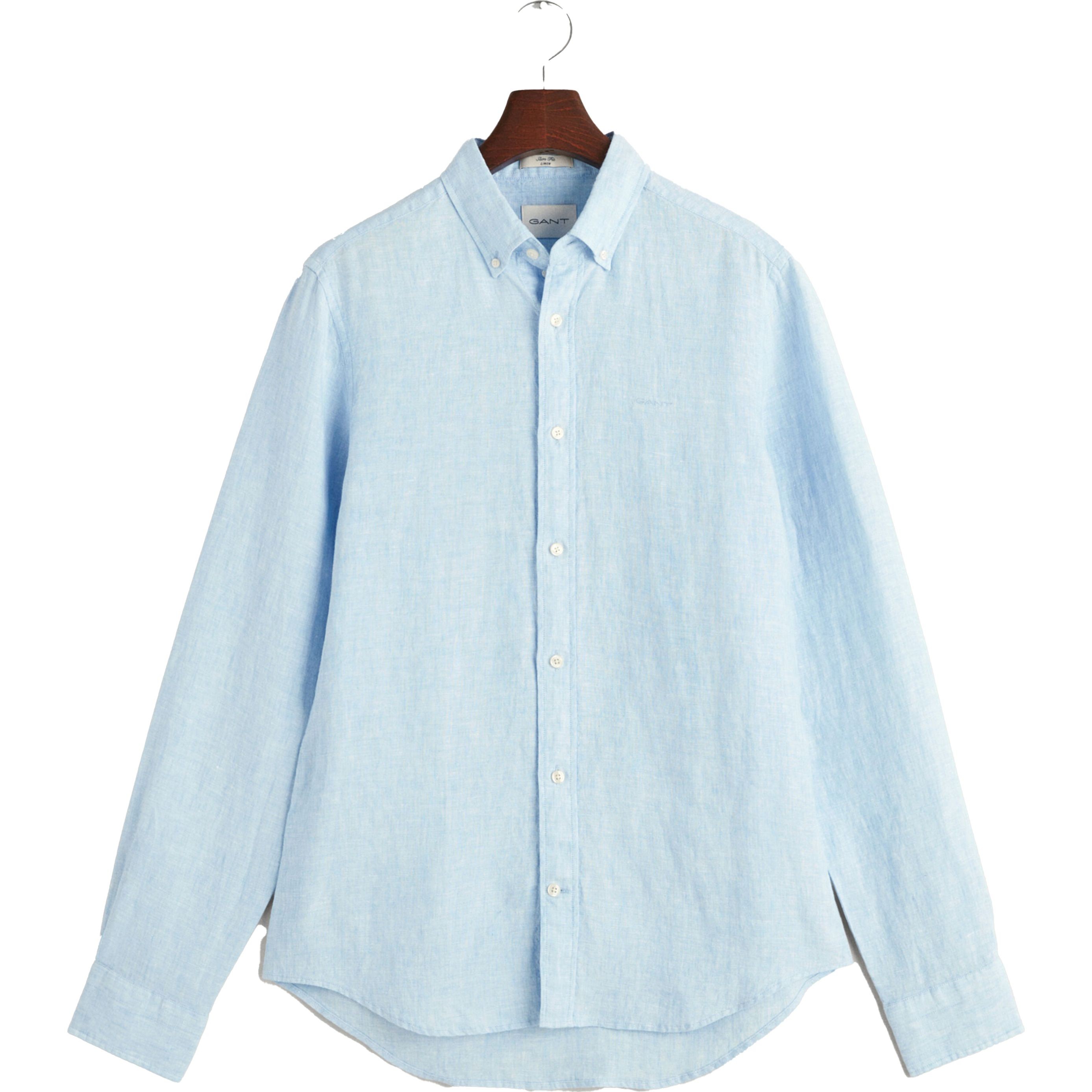 GANT Marškiniai vyrams, Mėlyna, SLIM LINEN SHIRT 1