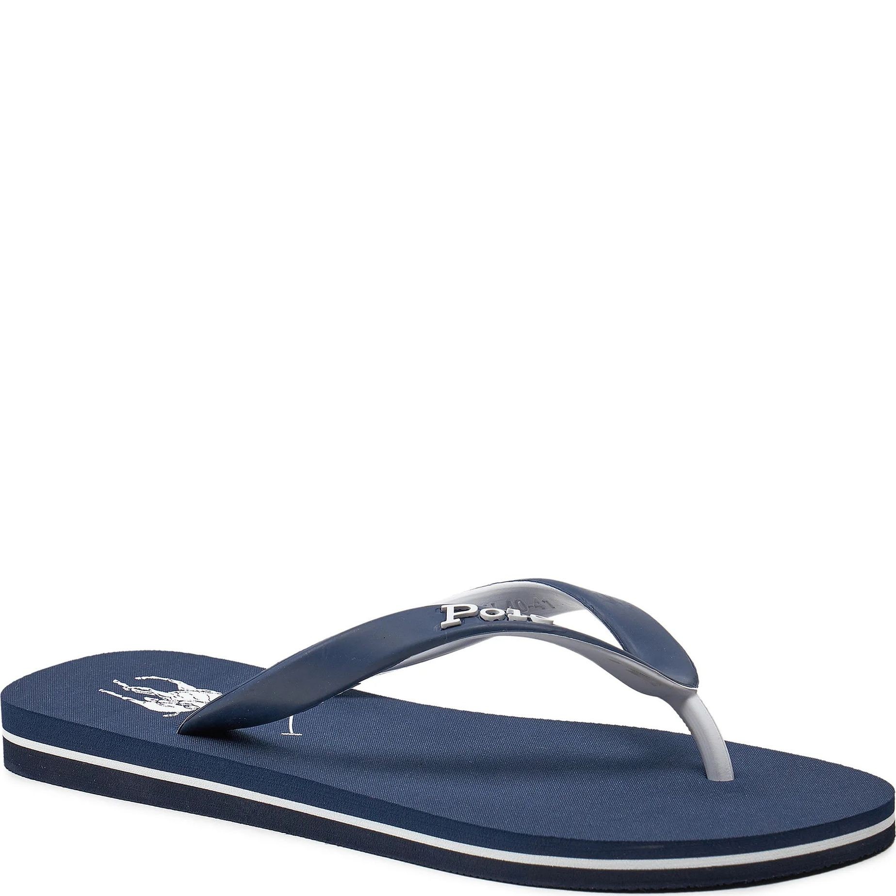 POLO RALPH LAUREN Pliažo šlepetės per pirštą vyrams, Mėlyna, Flip flop bolt sandals 1