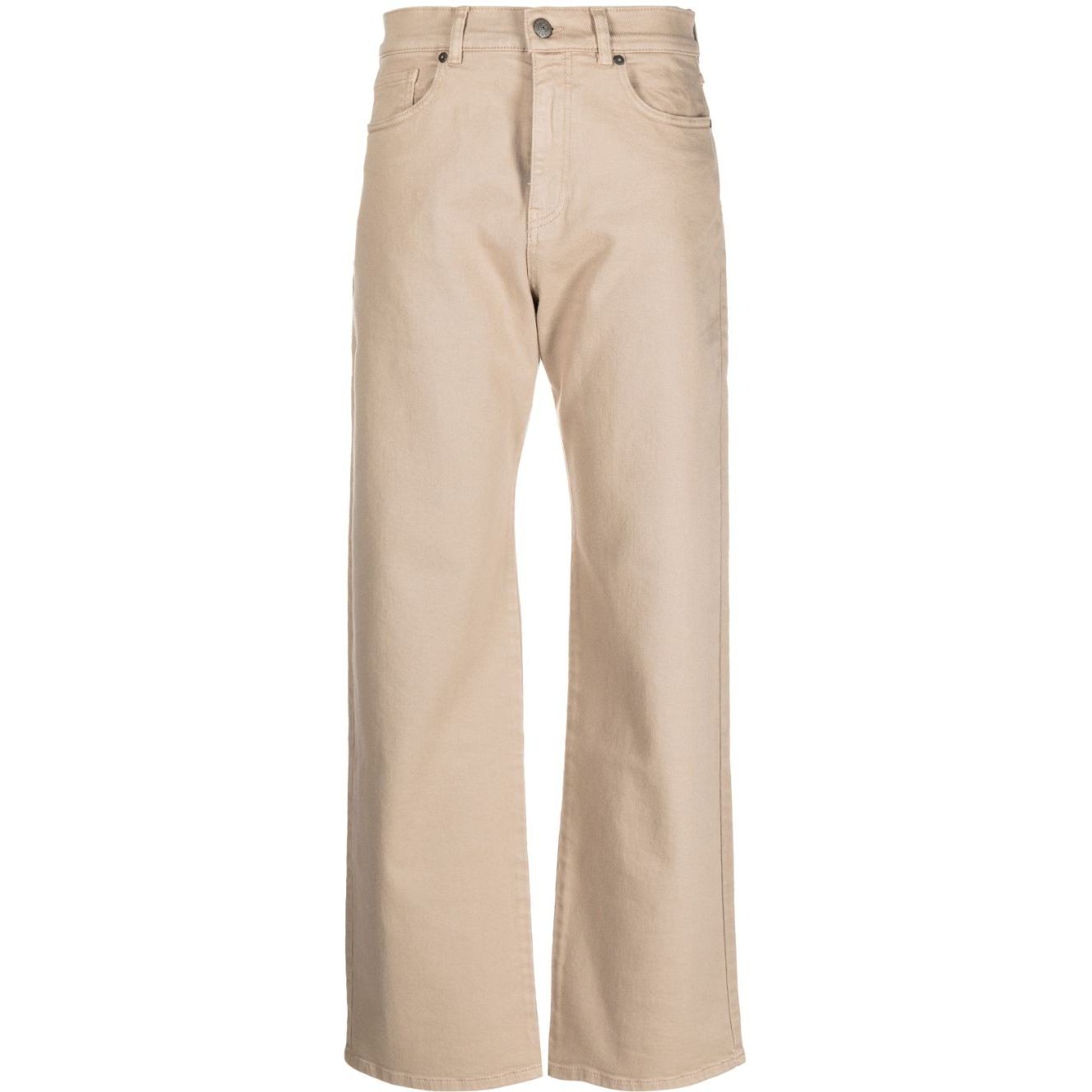 PAROSH Tiesūs džinsai -moterims, Smėlio, High waist strairght jeans