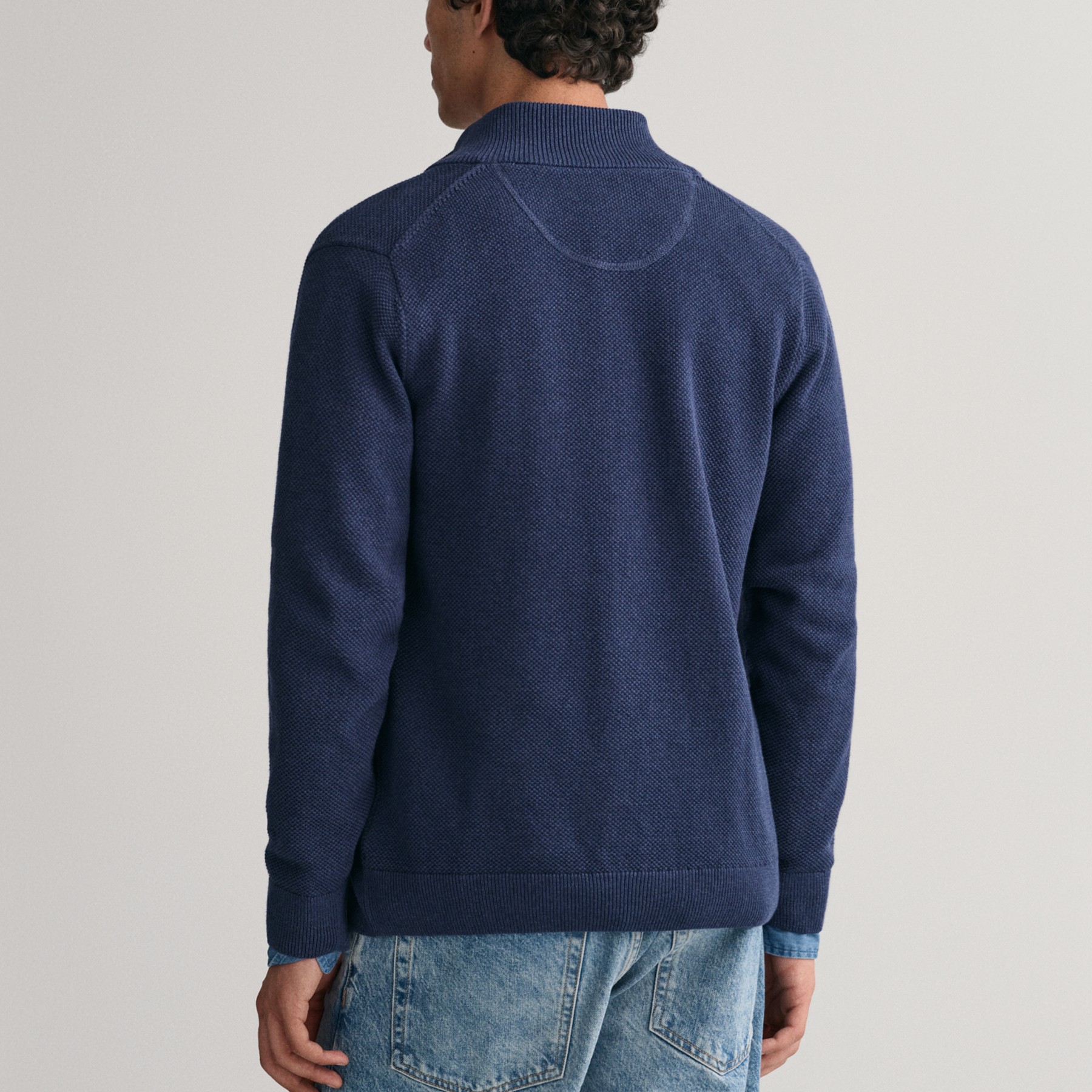 GANT Kardiganas vyrams, Mėlyna, COTTON PIQUE ZIP 3