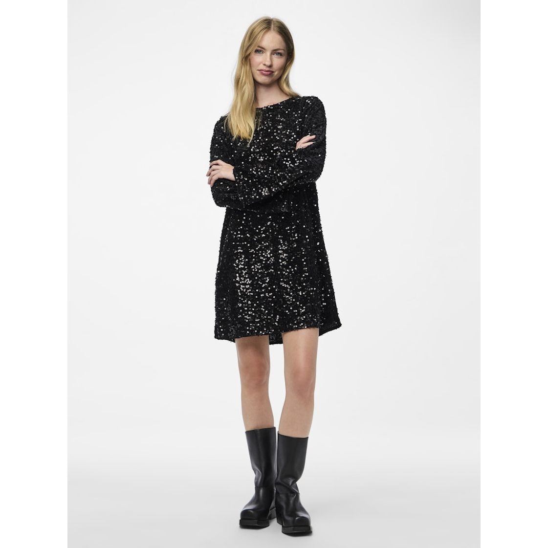 PIECES Mini suknelė moterims, Juoda, Kam deep back bow dress 3