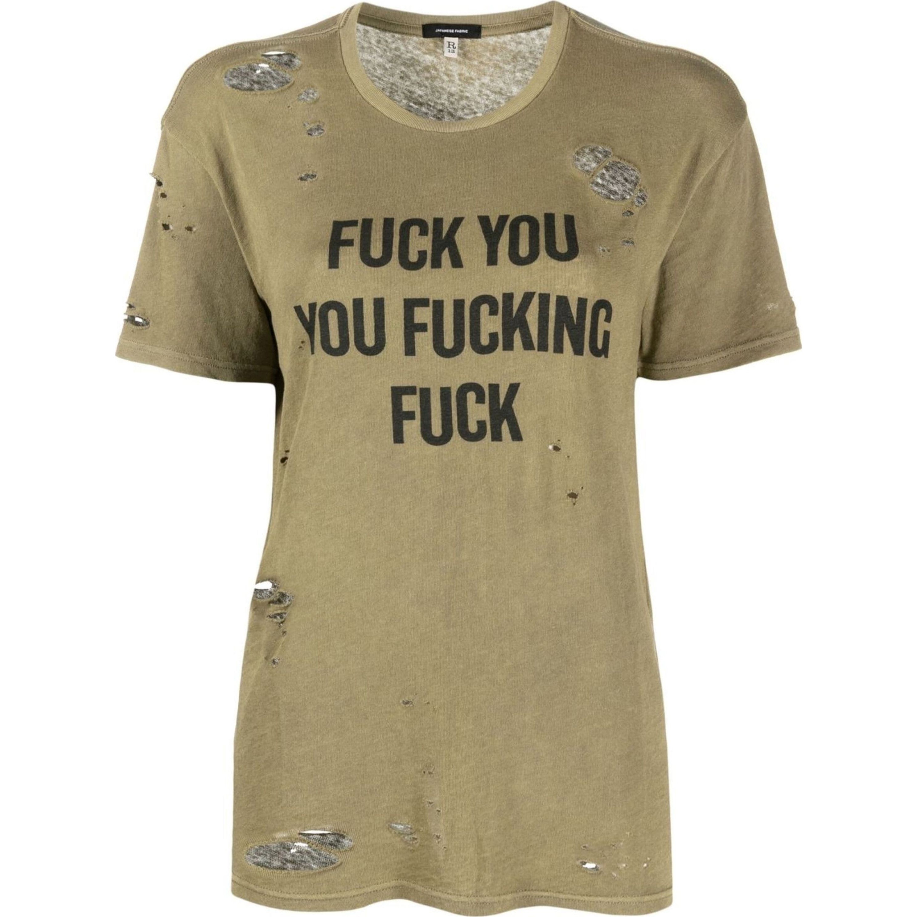 R13 Marškinėliai trump. rankovėmis moterims, Žalia, F.u ripped boy t-shirt