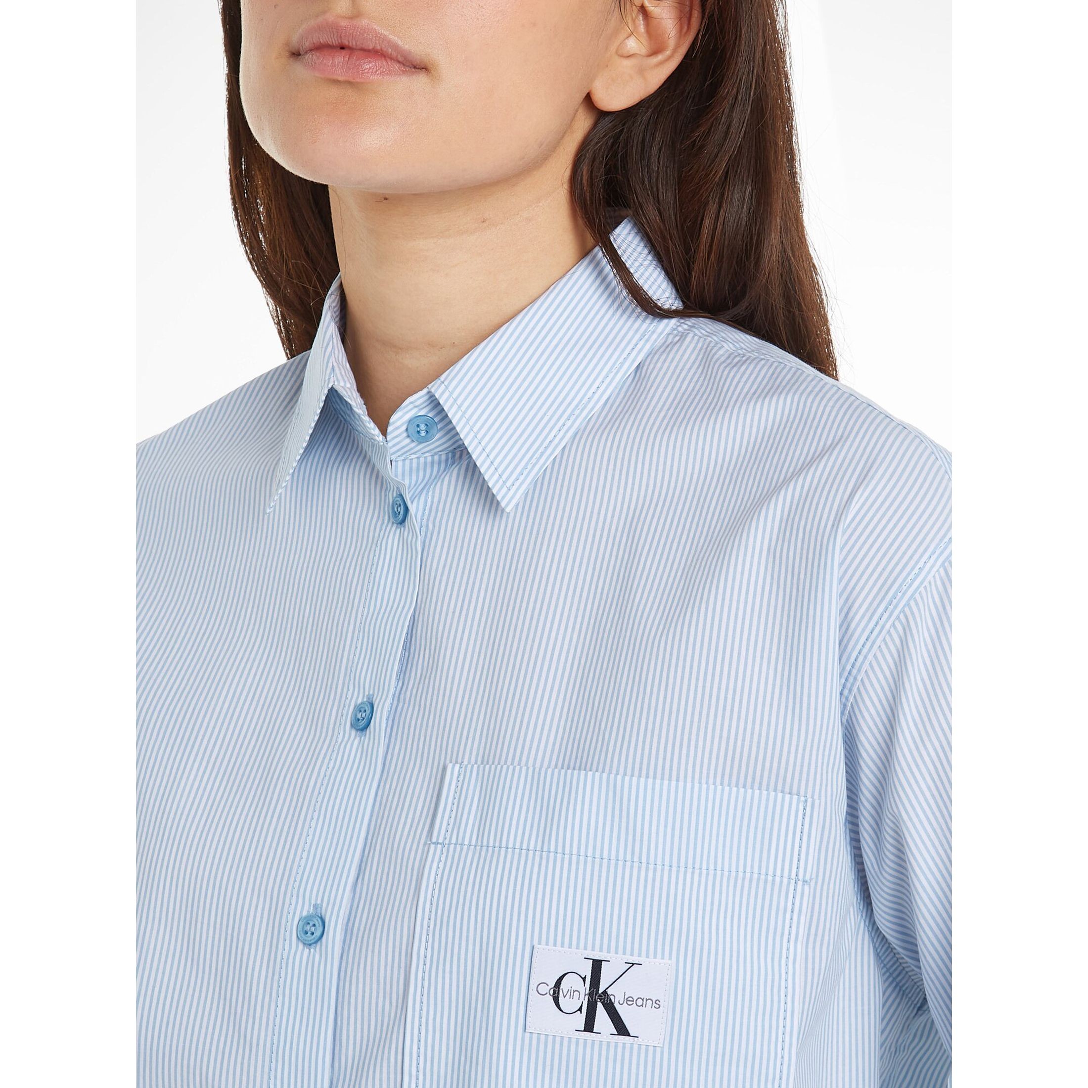 CALVIN KLEIN JEANS Marškiniai ilgomis rankovėmis moterims, Mėlyna, L/s shirt 3