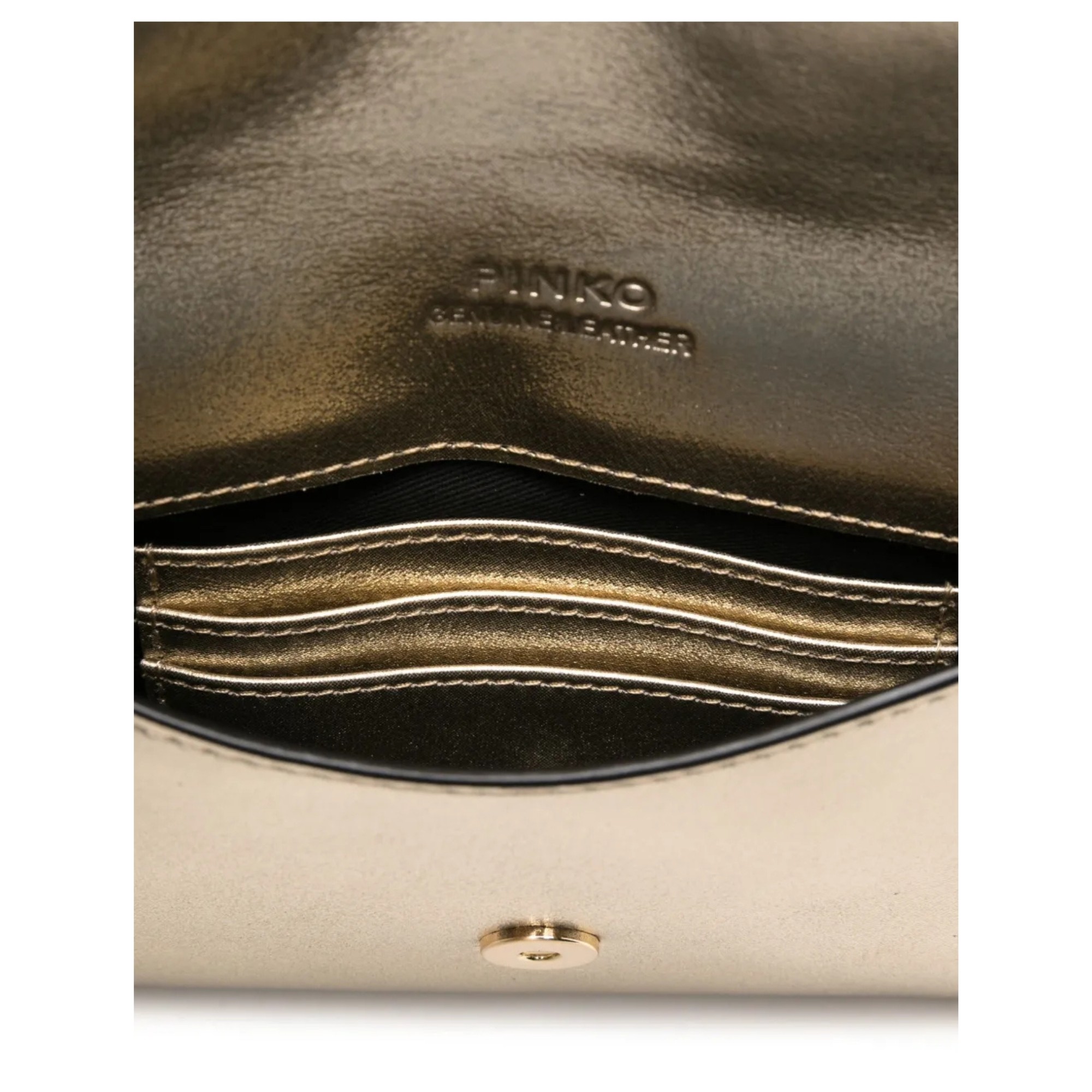 PINKO Rankinė per petį moterims, Auksinė, Flat purse mini metallic suede 4