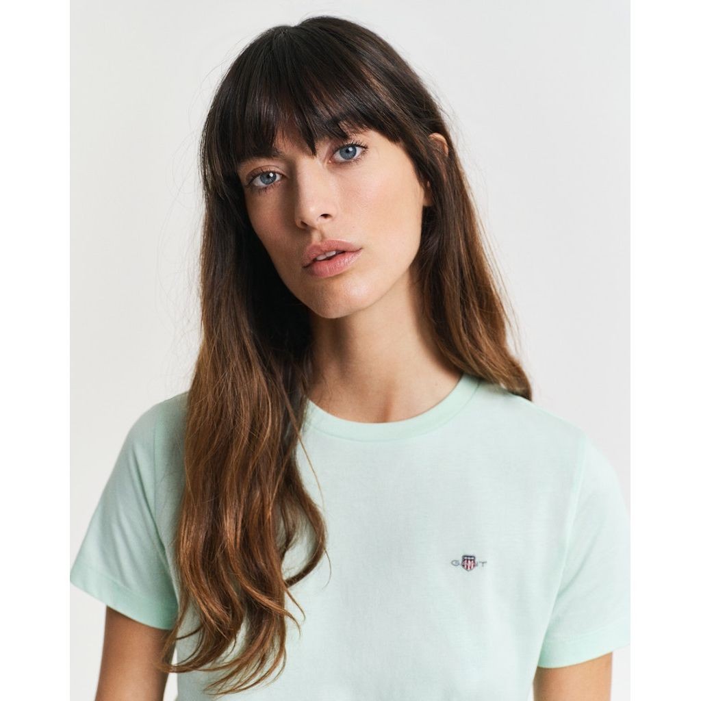 GANT Marškinėliai trump. rankovėmis moterims, Žalia, Reg shield SS t-shirt 4