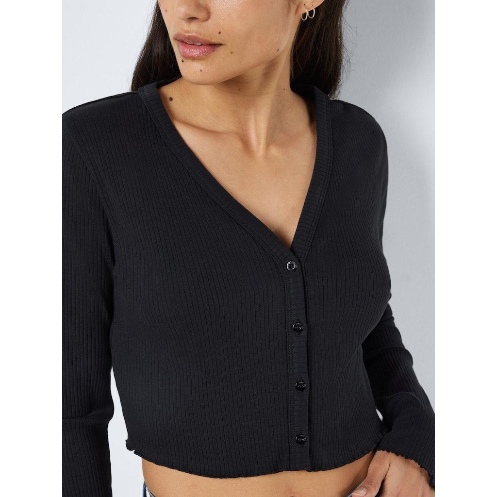 NOISY MAY Kardiganas moterims, Juoda, NMDRAKEY L/S CROPPED 6