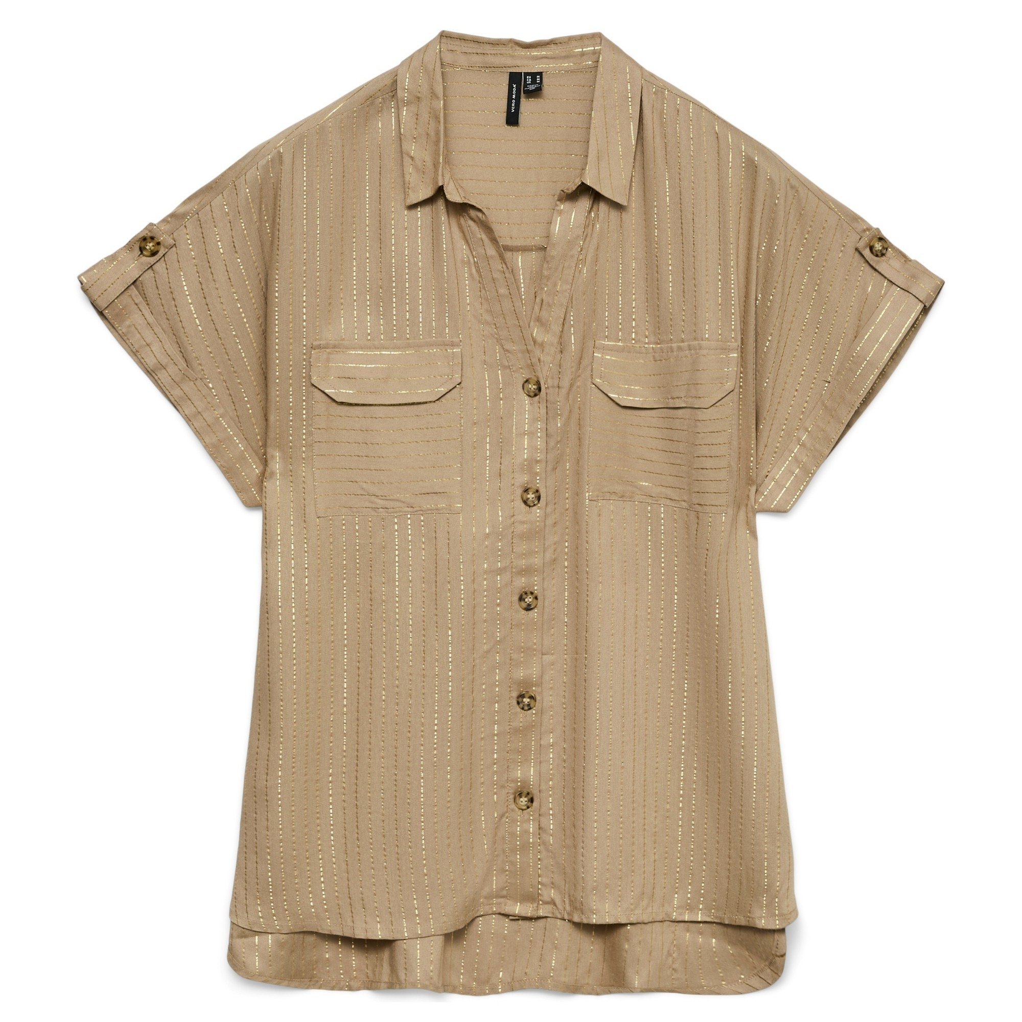 VERO MODA Marškiniai trump. rankovėmis moterims, Smėlio, Bumpy ss shirt