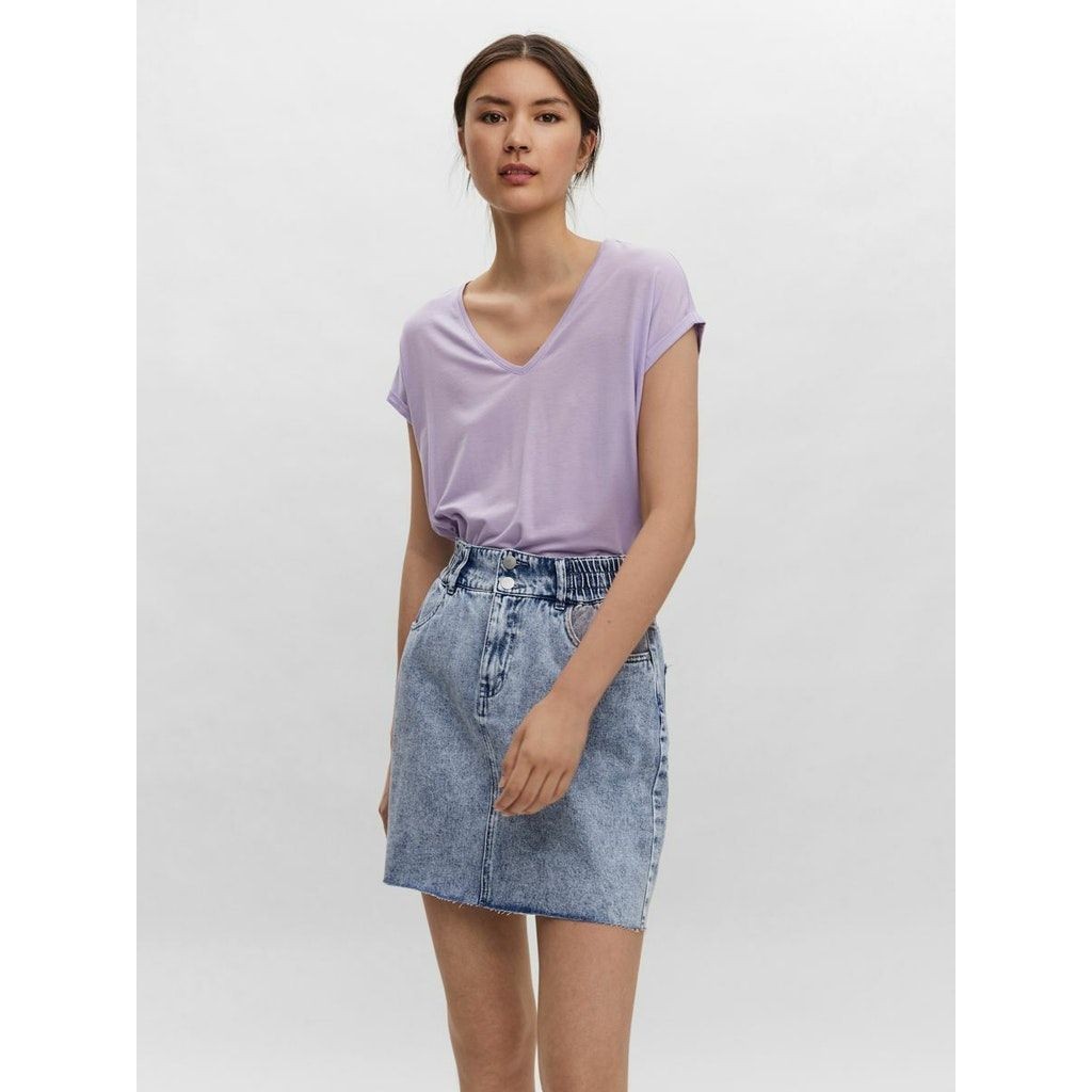 VERO MODA Marškinėliai moterims, Violetinė, VMAVA SS V-NECK 3