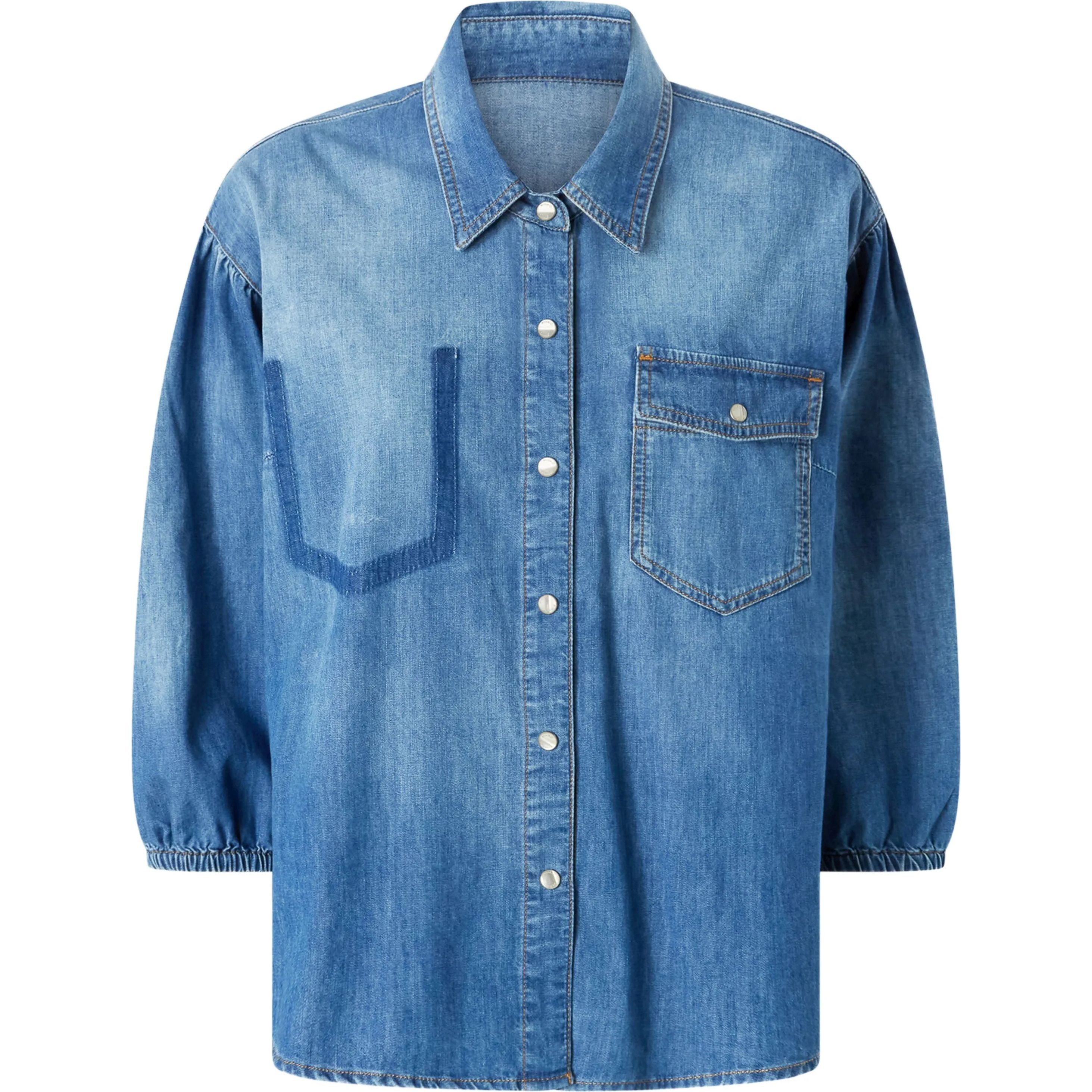 PINKO Marškiniai ilgomis rankovėmis moterims, Mėlyna, Chobe shirt 1