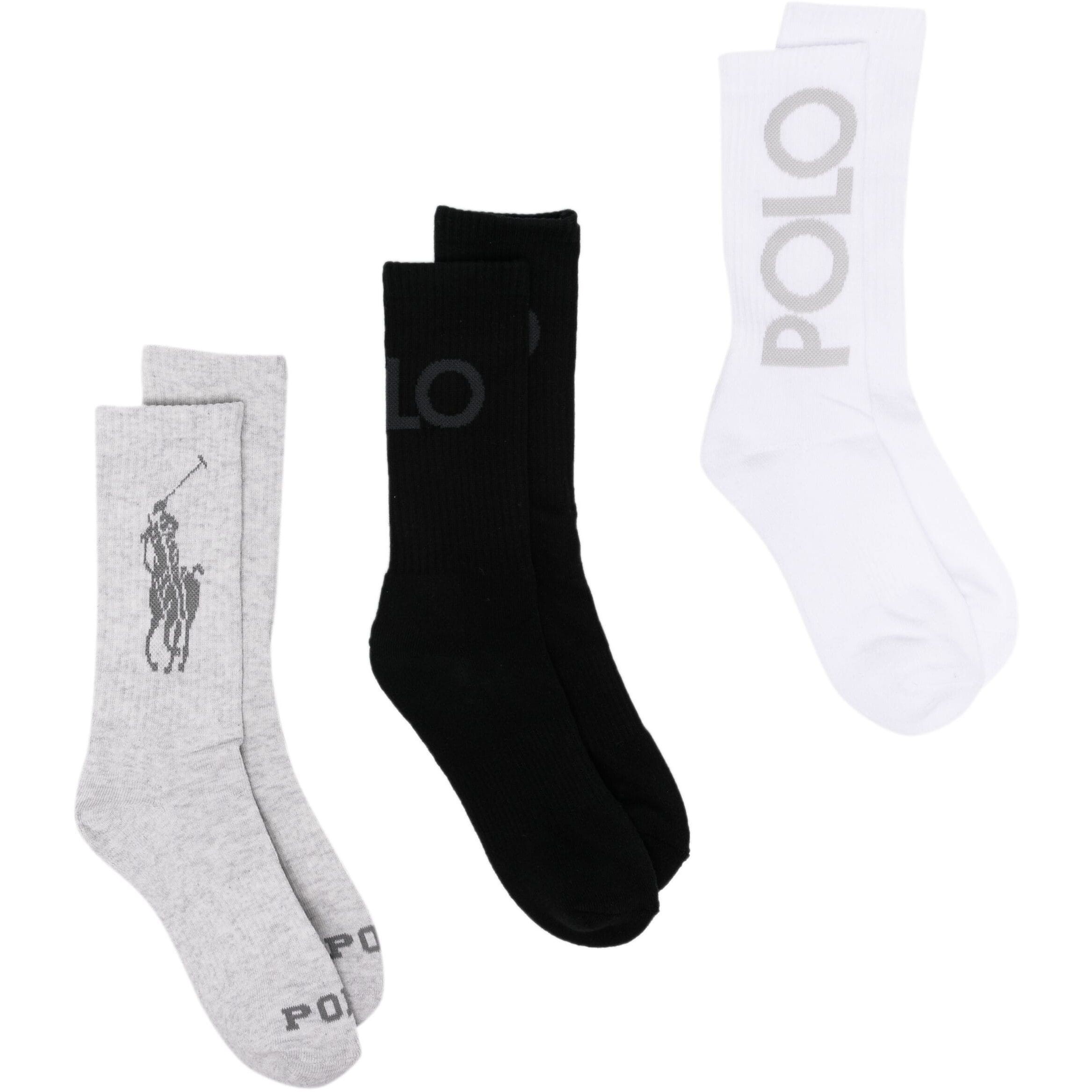 POLO RALPH LAUREN Kojinės moterims, Pilka, Lg crew 3-pack sock 1
