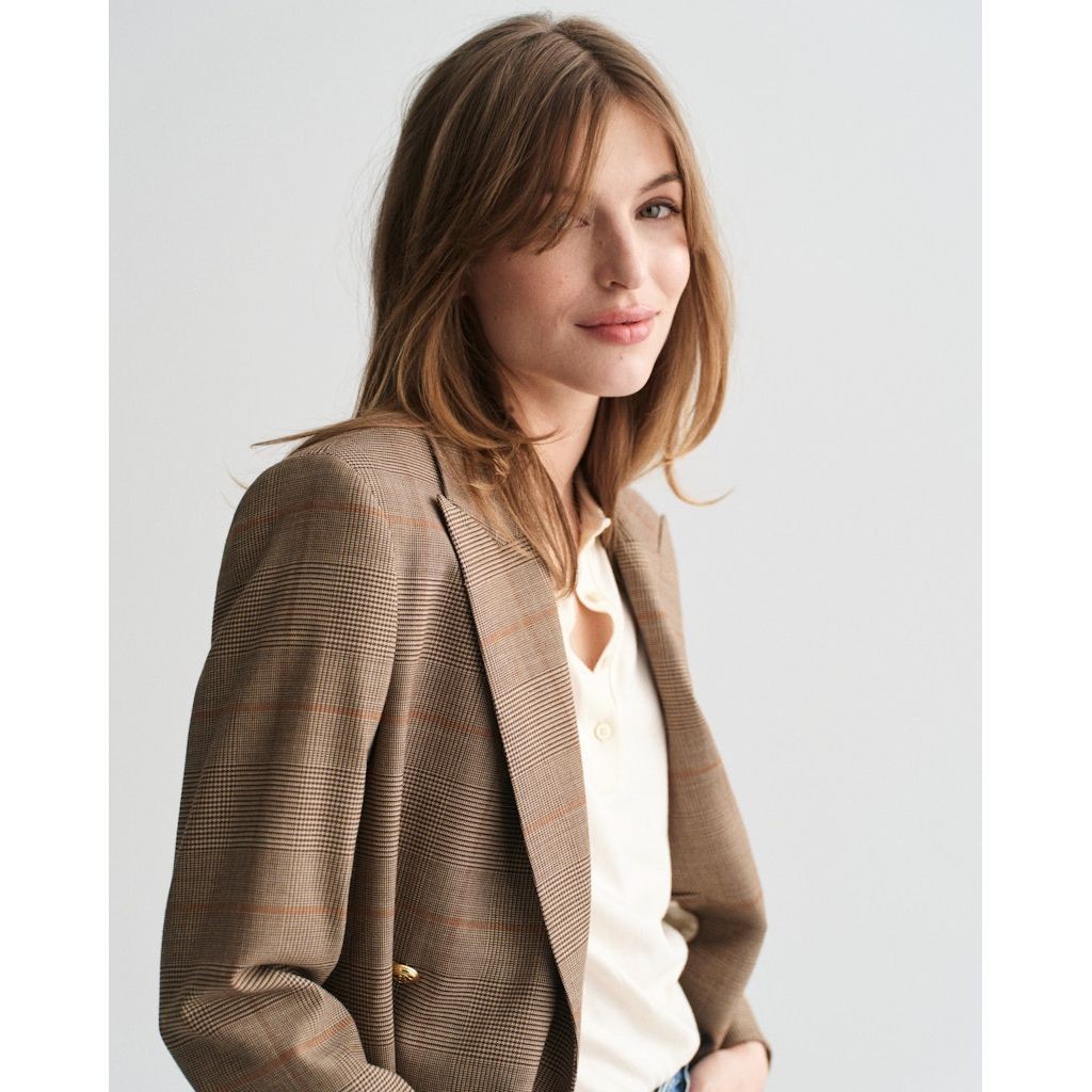 GANT Švarkas moterims, Ruda, Reg checked club blazer 4