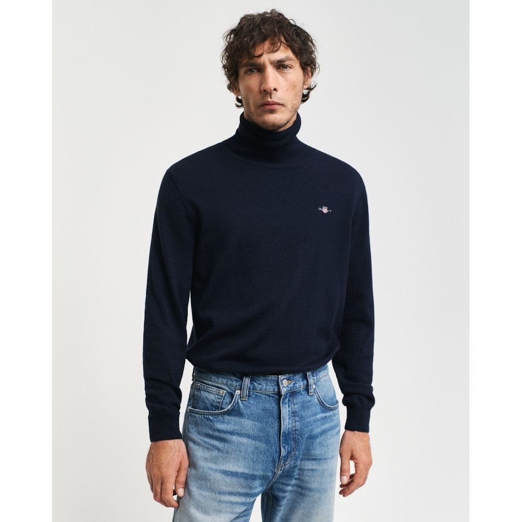 GANT Megztinis su kaklu vyrams, Mėlyna, Ctn/wo rollneck sweater 2