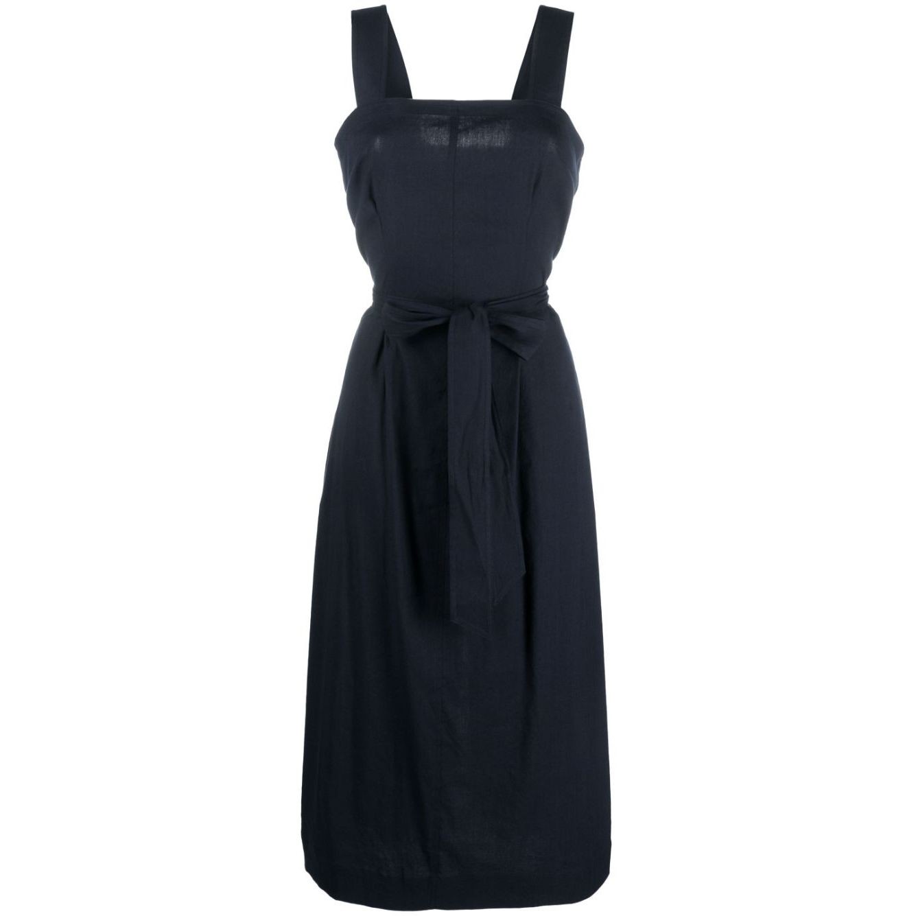 VINCE Midi suknelė moterims, Mėlyna, Belted square neck dress