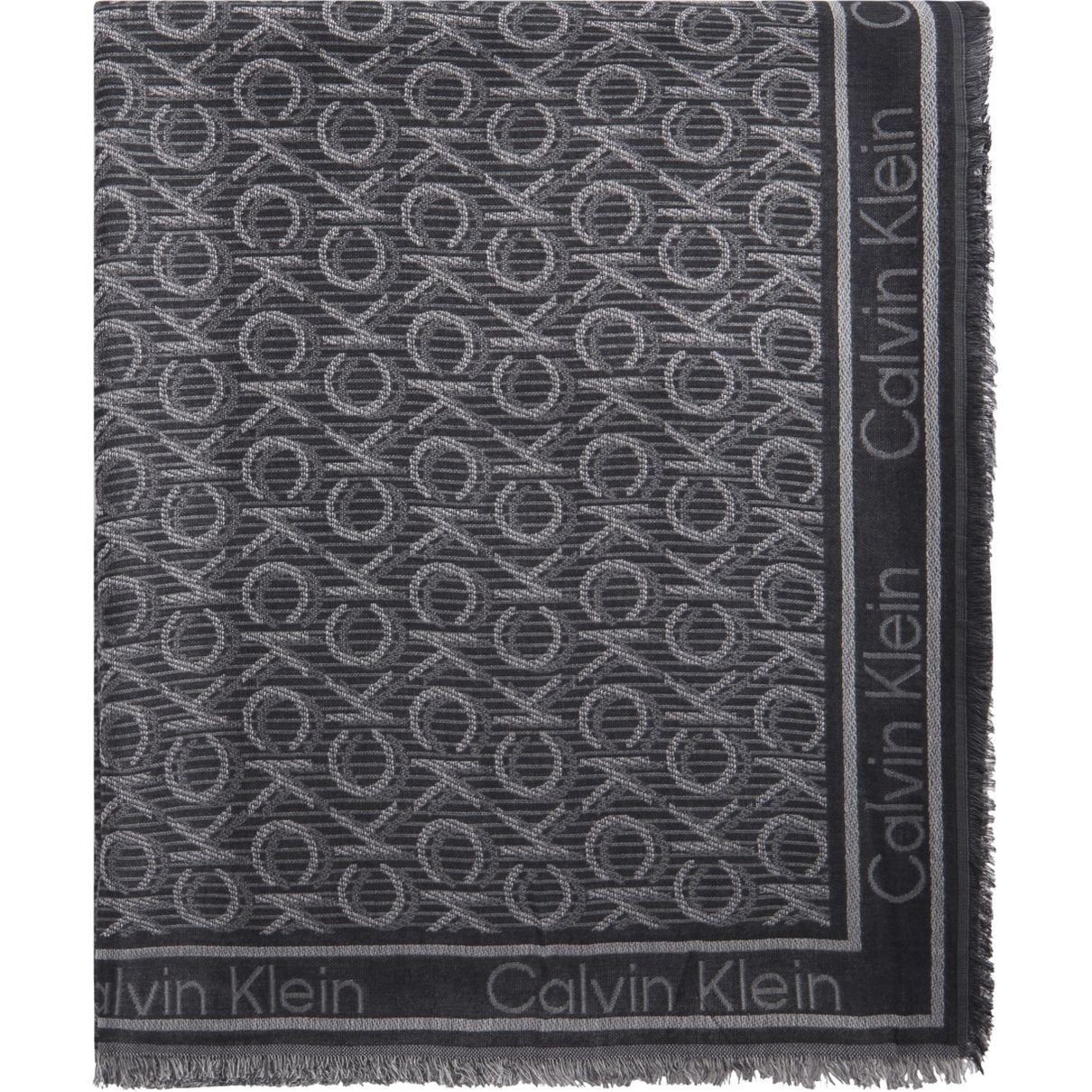 CALVIN KLEIN Skara moterims, Juoda, JACQUARD SCARF 120X120 1