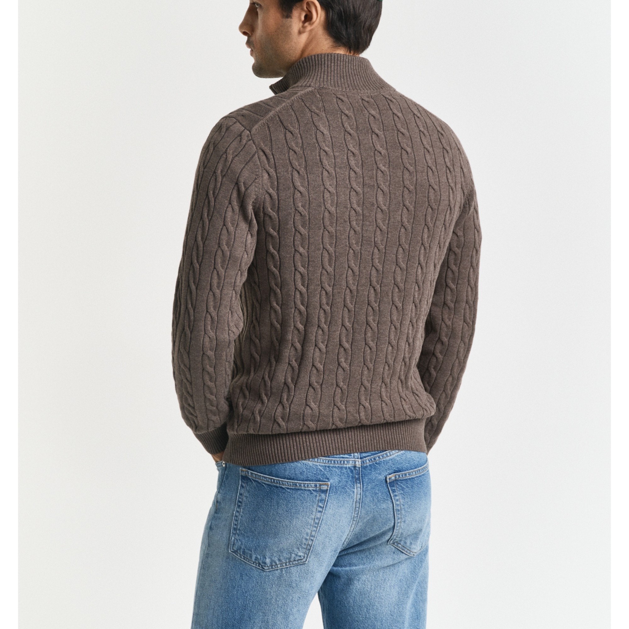 GANT Megztinis vyrams, Ruda, cotton cable half zip 3