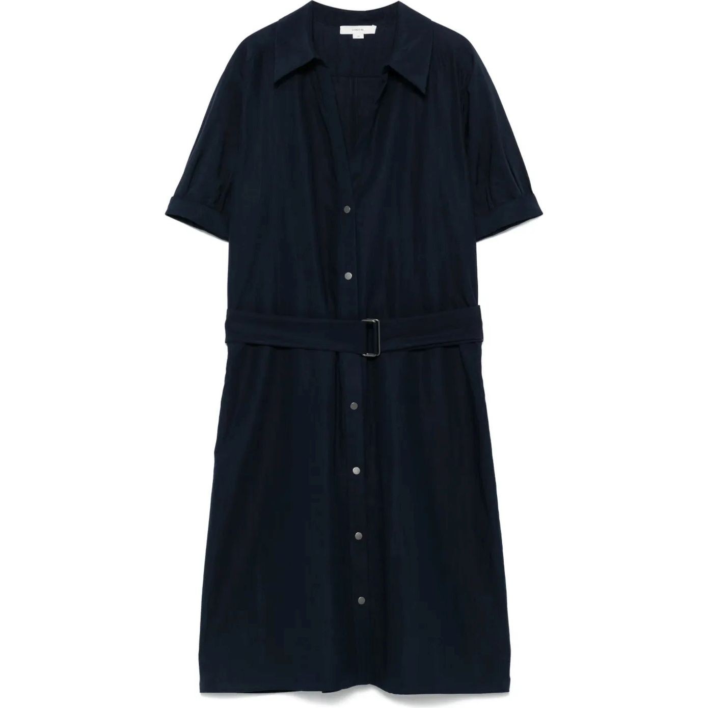 VINCE Midi suknelė moterims, Mėlyna, Cuffed s/s belted shirt dress 1