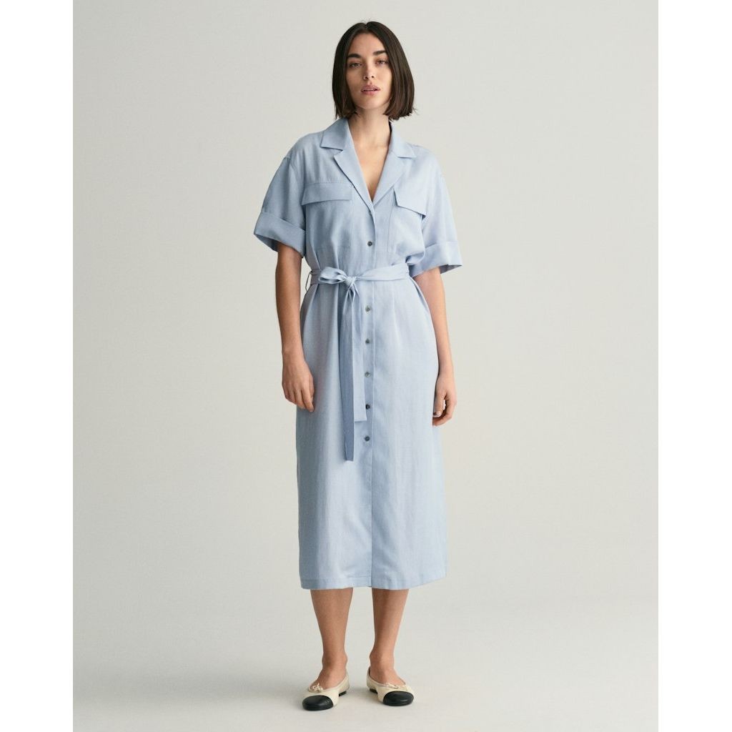 GANT Midi suknelė moterims, Mėlyna, REL POCKET SS SHIRT DRESS 5