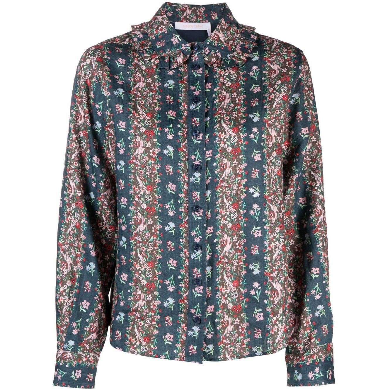 SEE BY CHLOE Marškiniai ilgomis rankovėmis moterims, Mėlyna, Shirts long sleeve