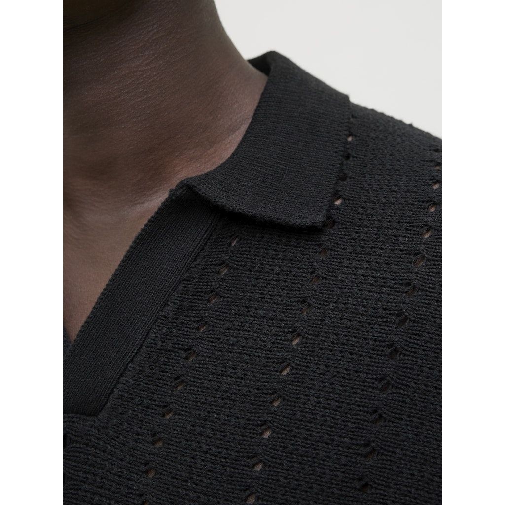JACK & JONES Polo marškiniai trumpos rank. vyrams, Juoda, Paros knit easter polo 6