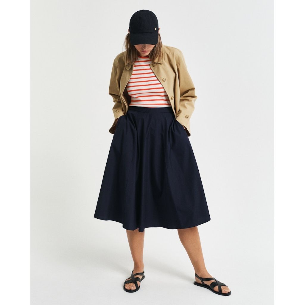 GANT Midi sijonas moterims, Mėlyna, Lightweight chino skirt 5
