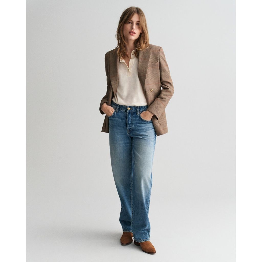 GANT Švarkas moterims, Ruda, Reg checked club blazer 5