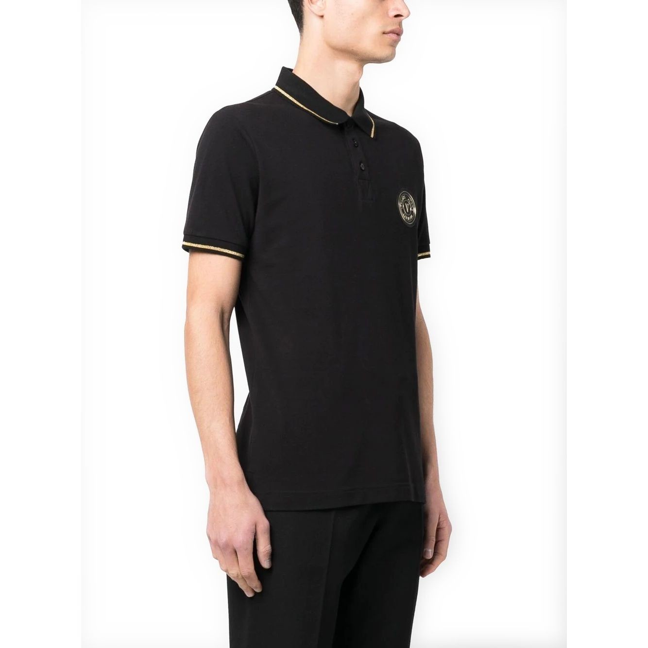 VERSACE JEANS CUTURE Polo marškiniai trumpos rank. vyrams, Juoda, Patch polo t-shirt 2