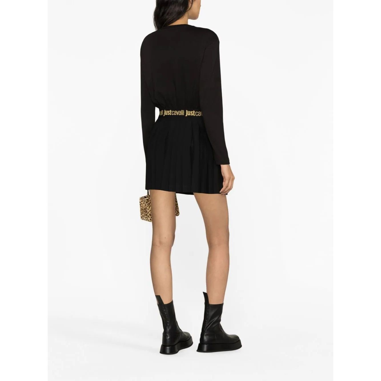 JUST CAVALLI Marškinėliai ilgom. rankovėmis moterims, Juoda, Round gold t-shirt 3