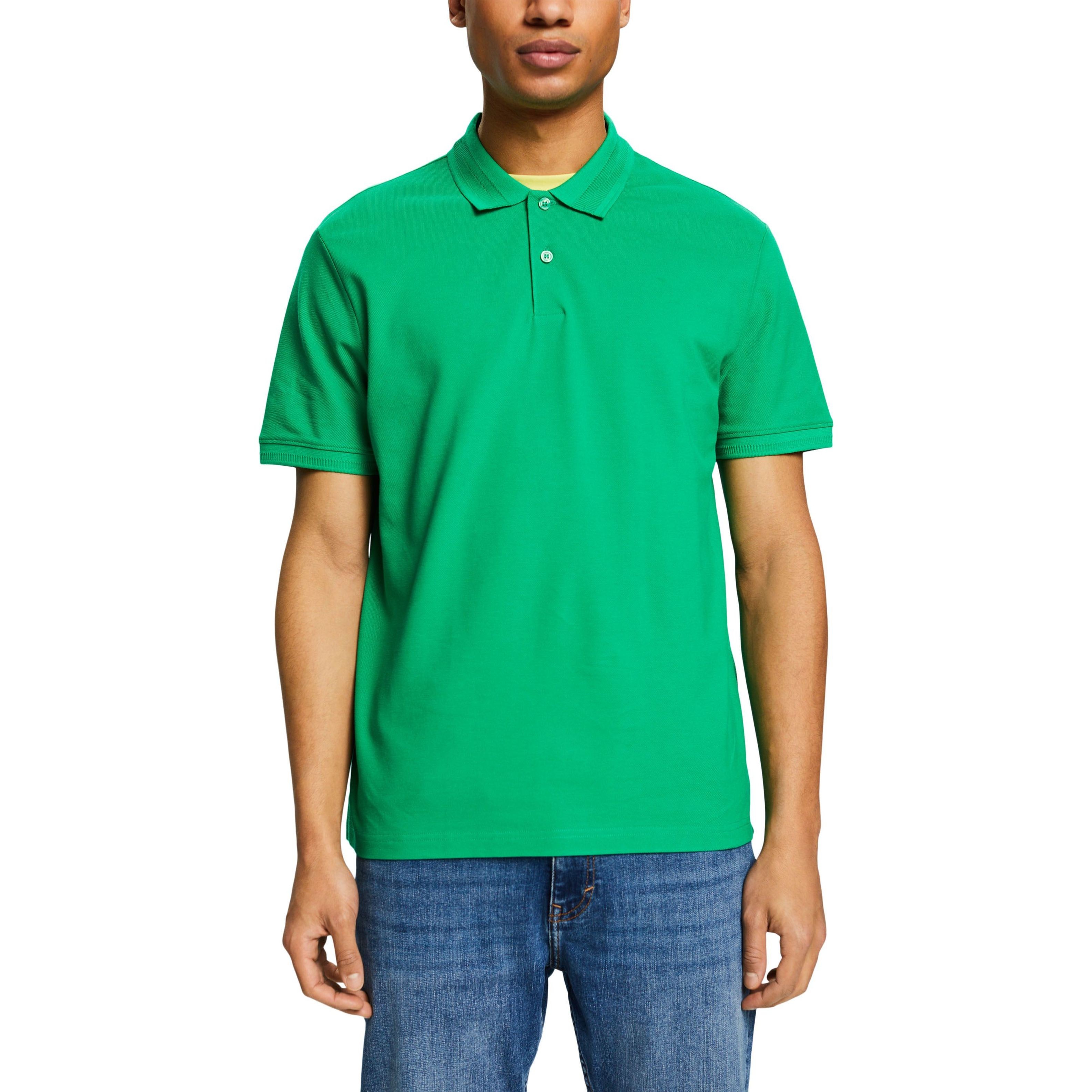 ESPRIT Polo marškiniai ilgos rank. vyrams, Žalia, Cotton Pique Polo Shirt 2