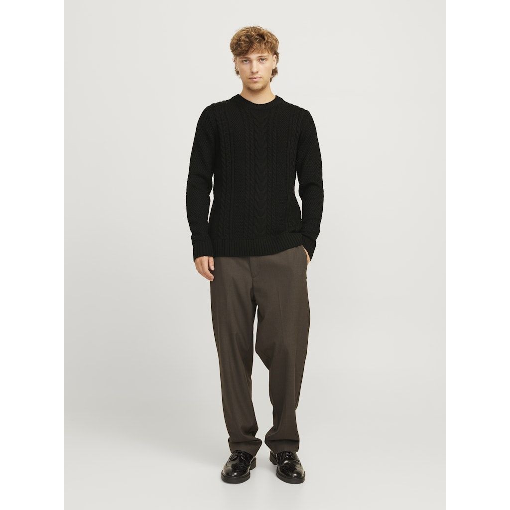 JACK & JONES Megztinis vyrams, Juoda, Craig knit crew neck 3