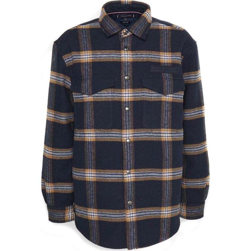 TOMMY HILFIGER Marškiniai ilgomis rankovėmis vyrams, Mėlyna, Brushed check overshirt 1