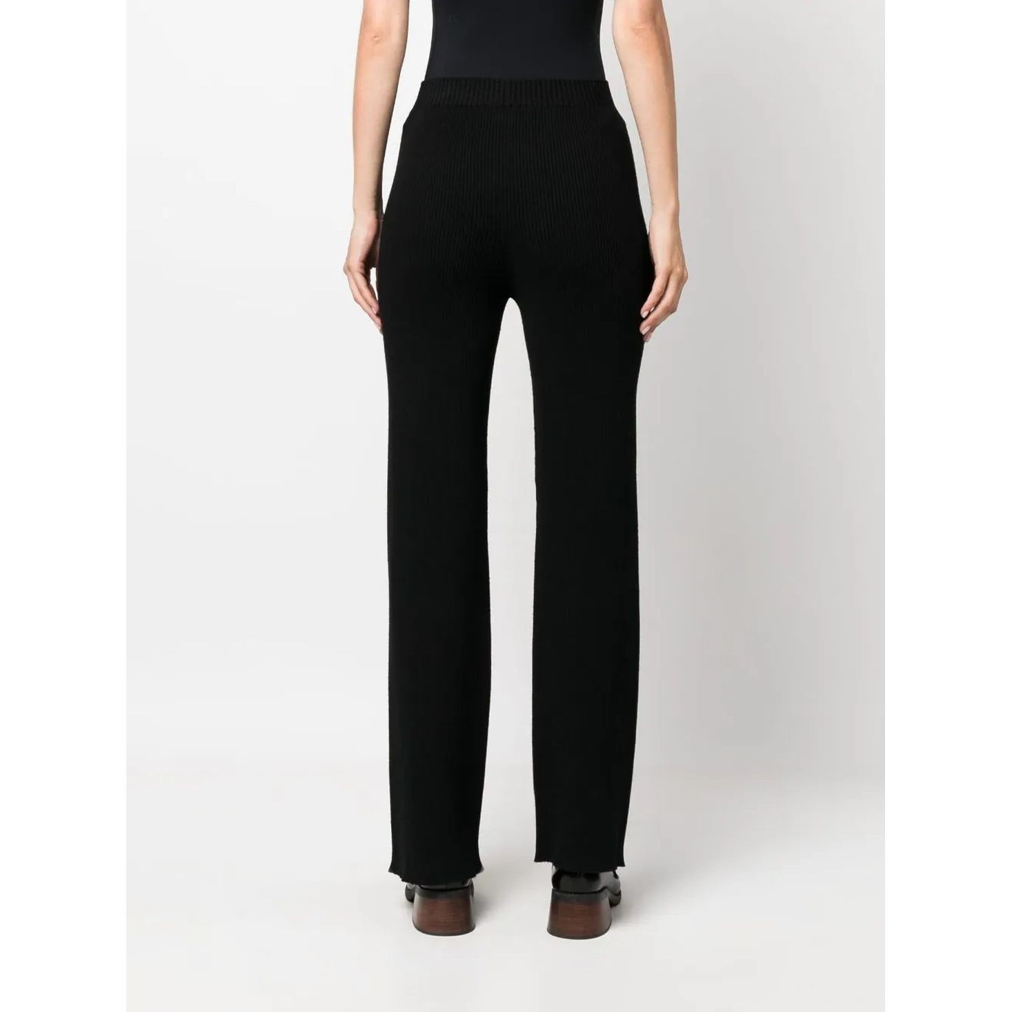 AERON Tiesūs džinsai moterims, Juoda, Ribbed straight pants 3