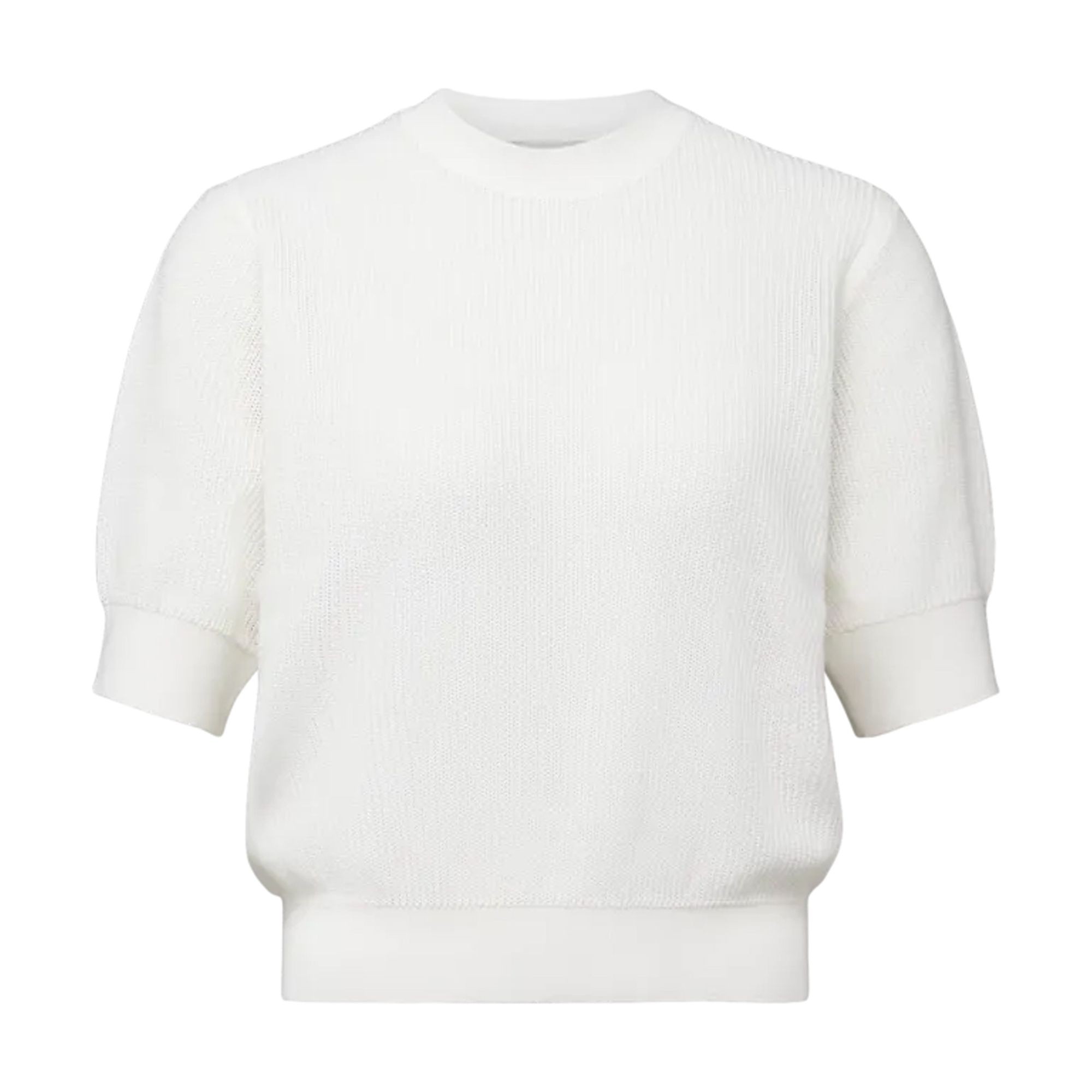 DRYKORN Marškinėliai trump. rankovėmis moterims, Balta, Knitted cotton t-shirt