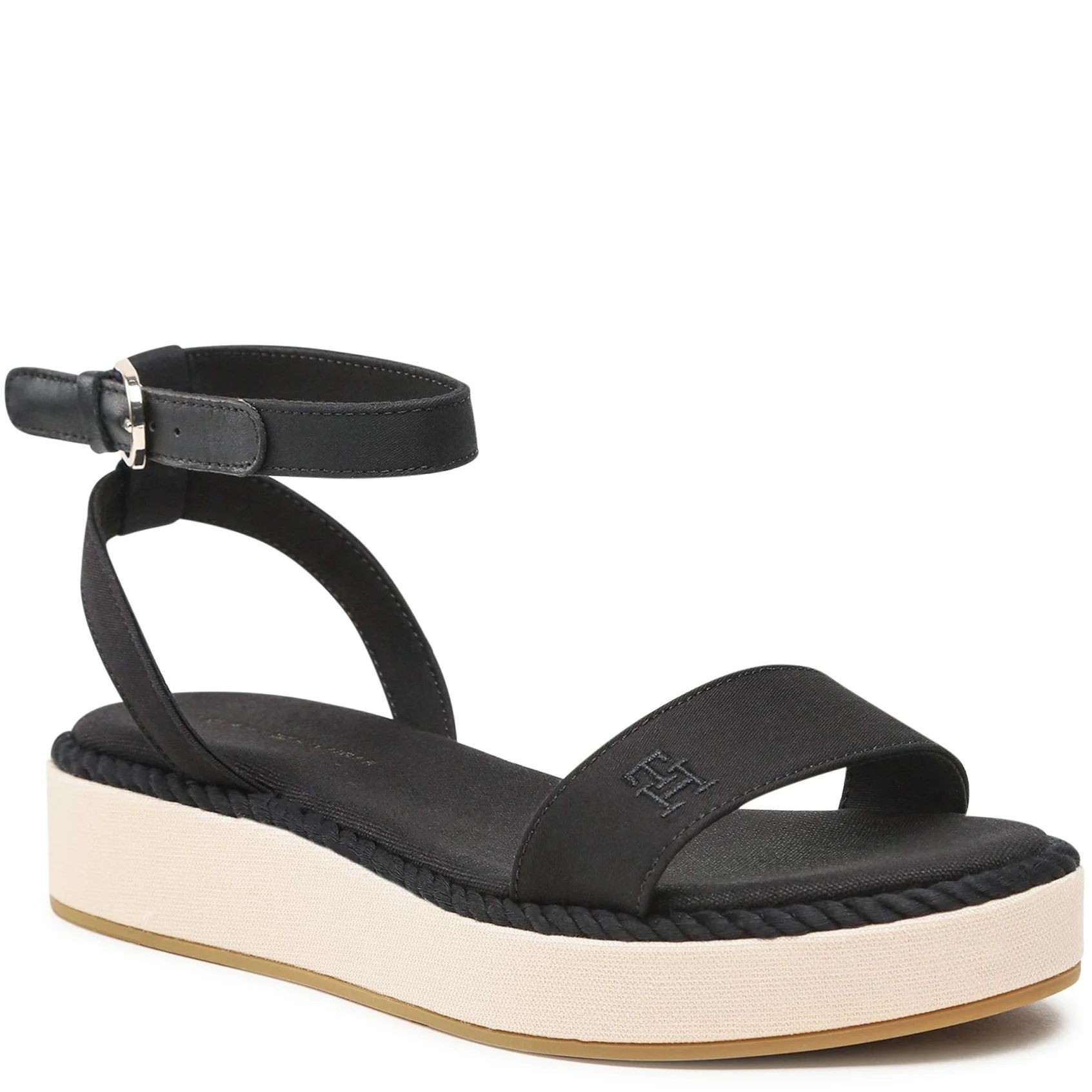 TOMMY HILFIGER Basutės moterims, Juoda, Rope flatform sandals 1