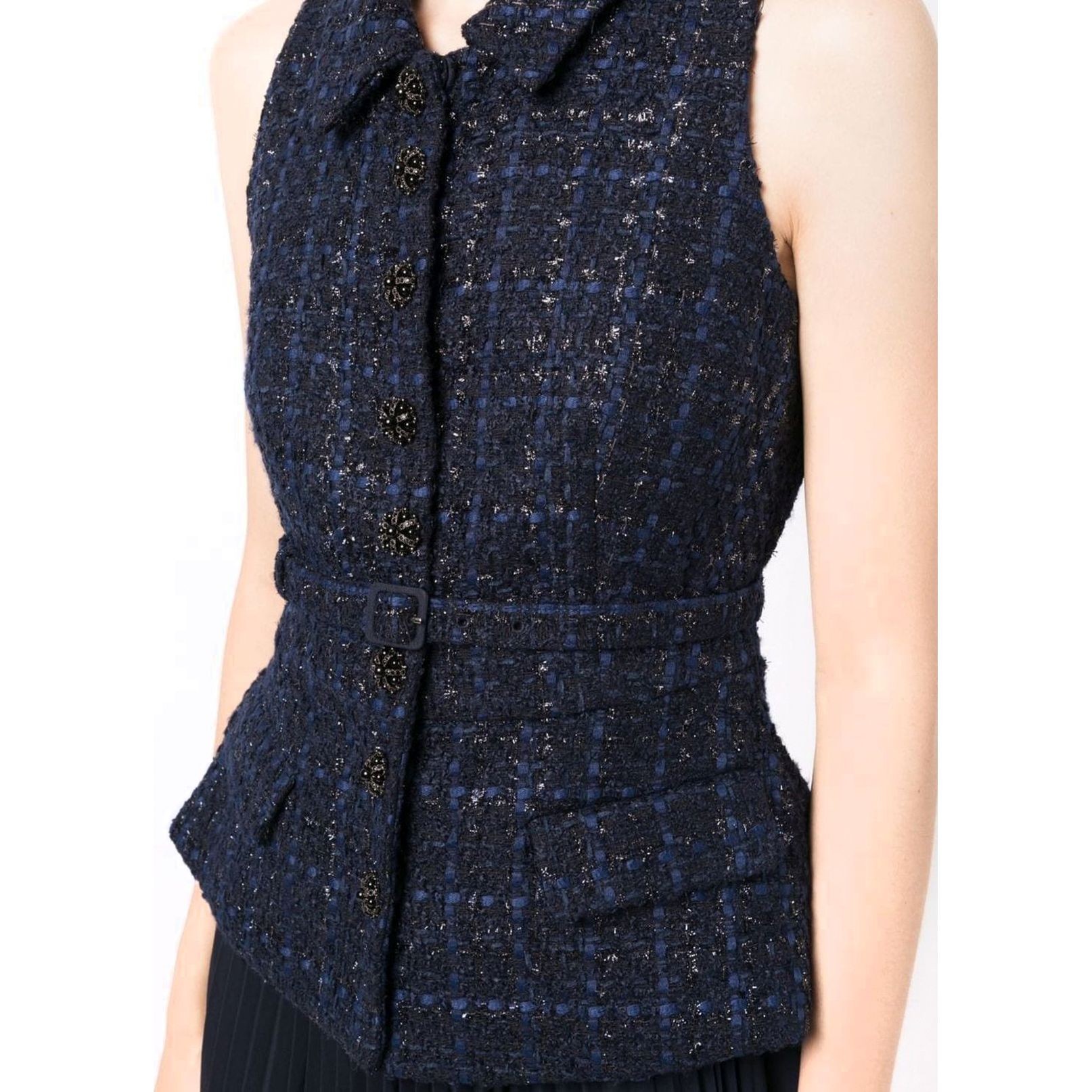 SELF PORTRAIT Midi suknelė moterims, Mėlyna, Boucle chiffon midi dress 4