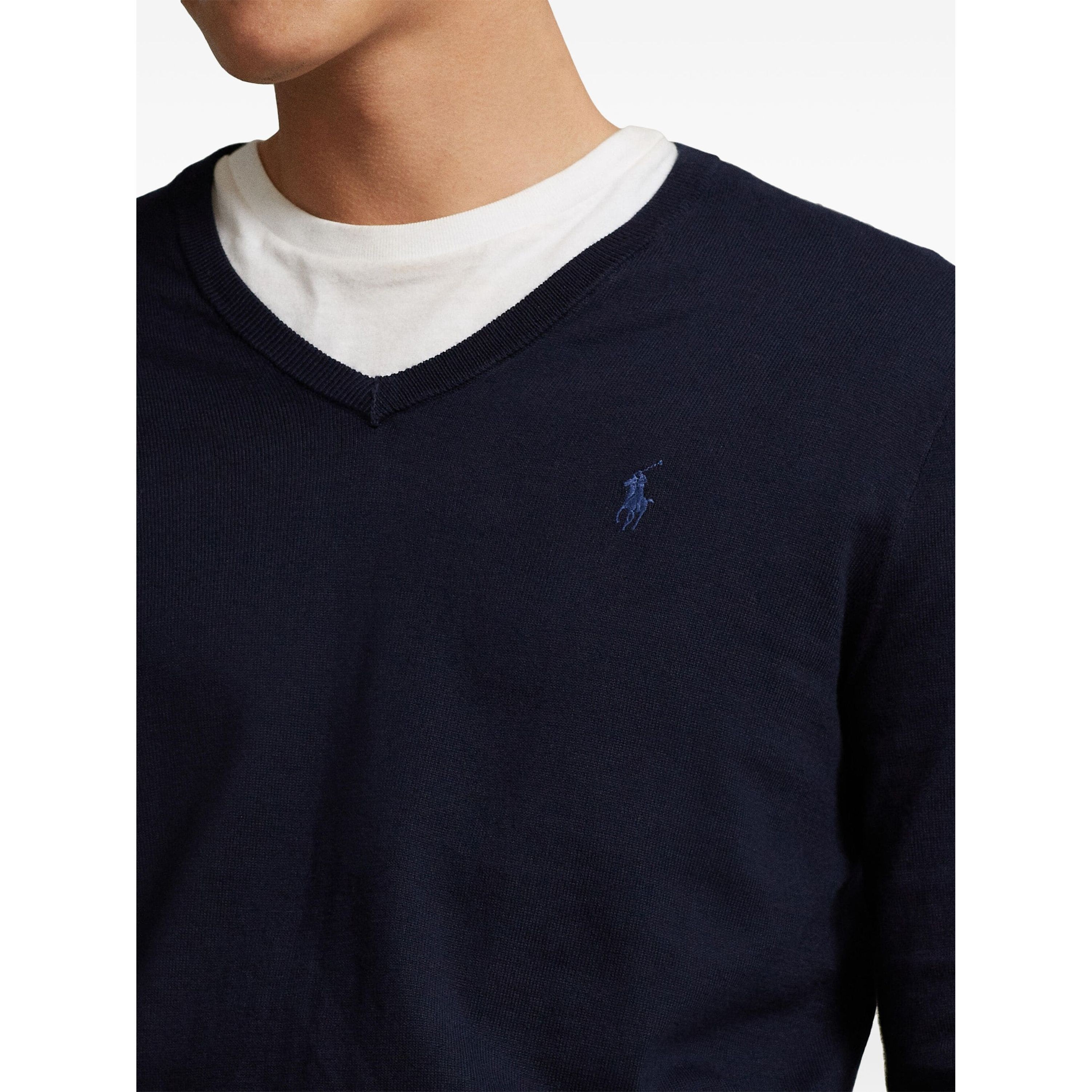 POLO RALPH LAUREN Megztinis vyrams, Mėlyna, Slim fit cotton v-neck sweater 3
