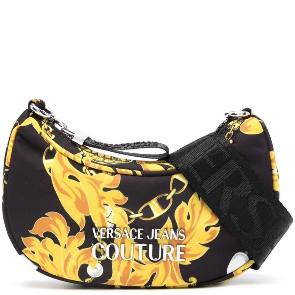 VERSACE JEANS CUTURE Rankinė, krepšys moterims, BLACK/GOLD, Sporty logo  hobo bag 1