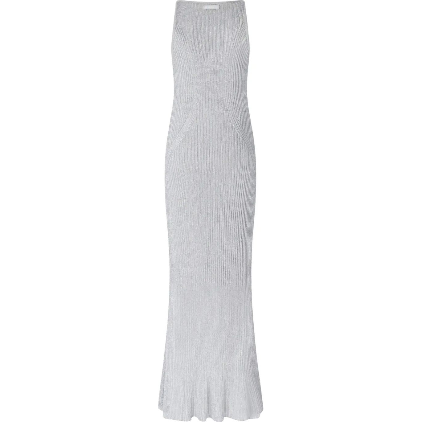PINKO Maxi suknelė moterims, Sidabrinė, Knitted long dress 2