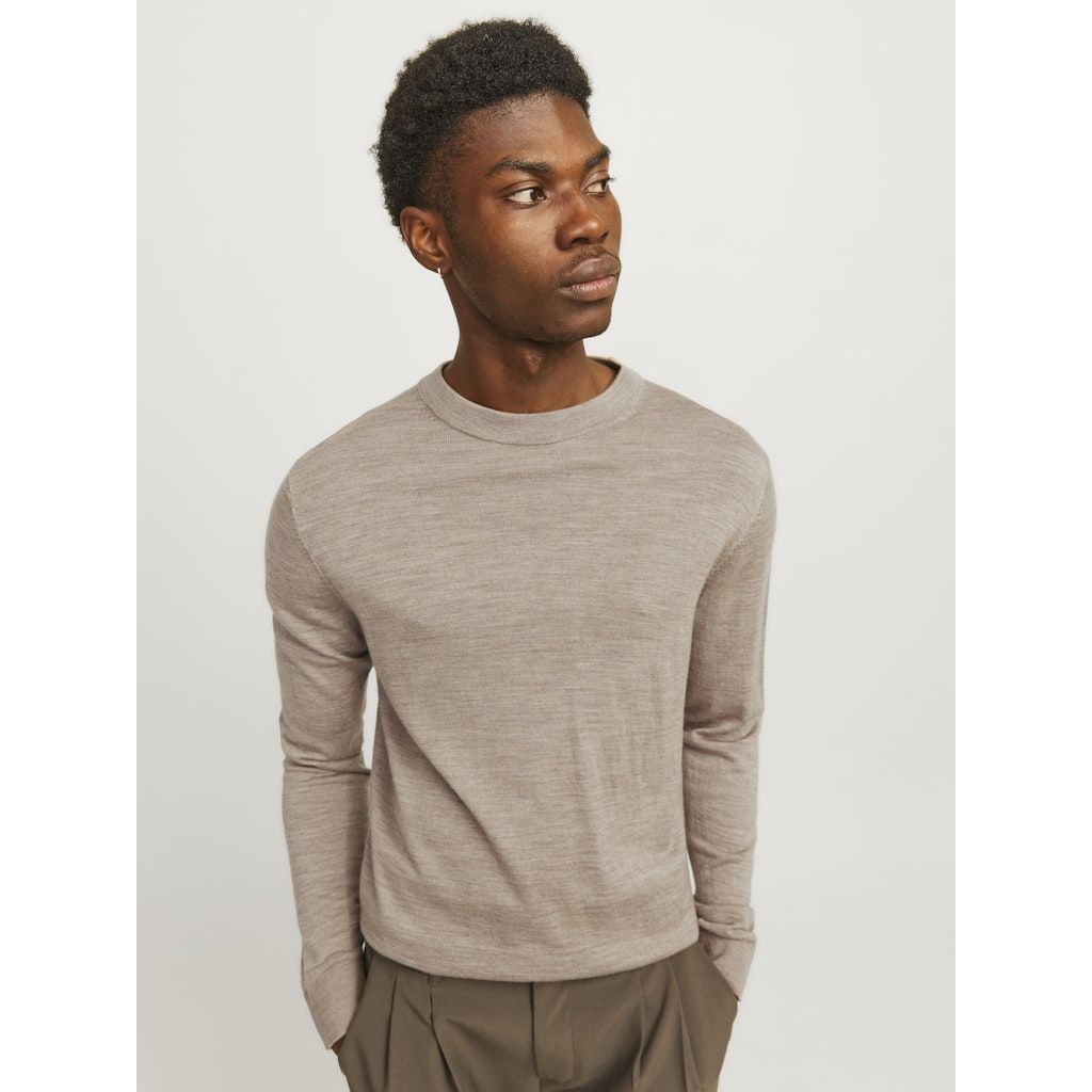 JACK & JONES Megztinis vyrams, Smėlio, Merino knit crew neck 6