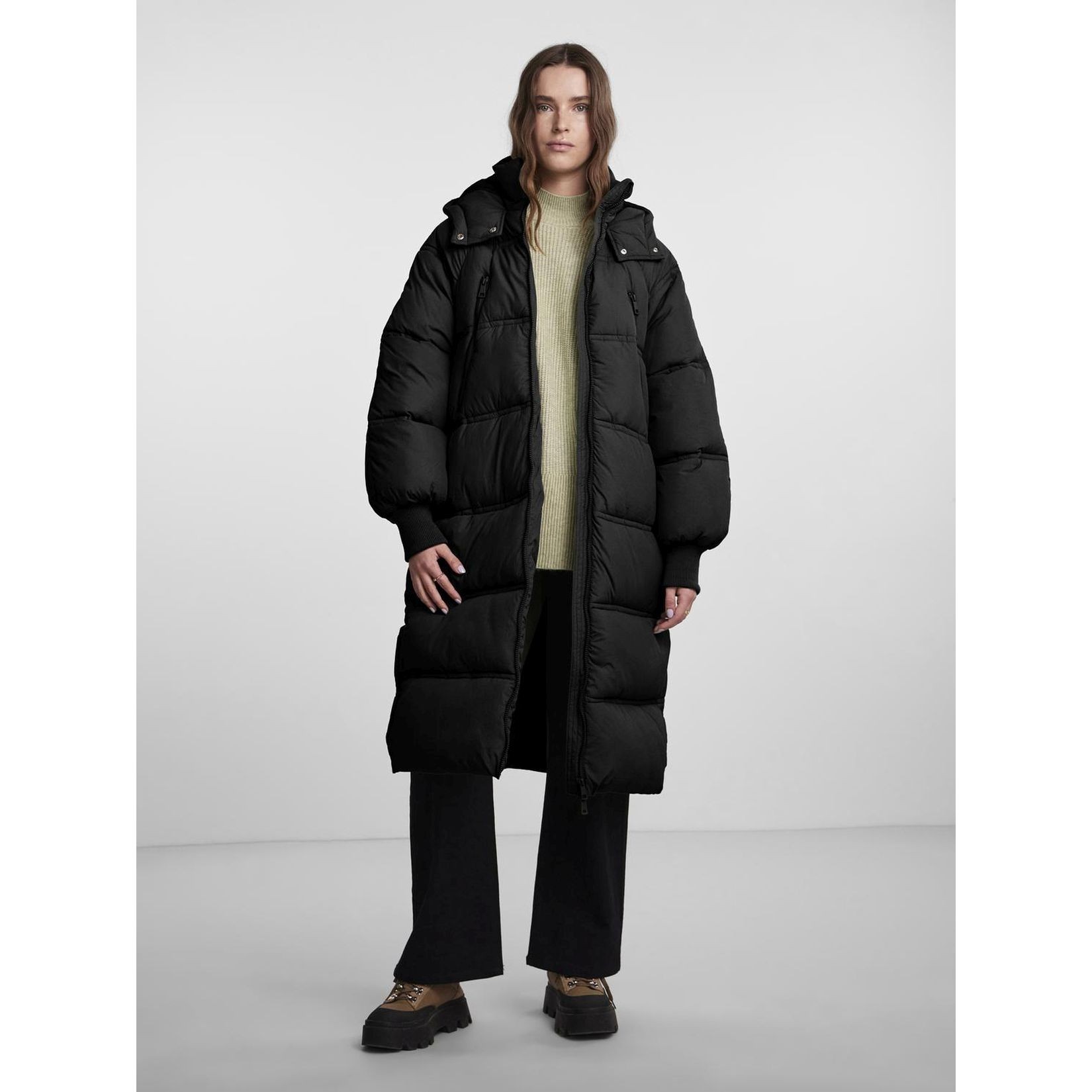 PIECES Paltas moterims, Juoda, PCJORDYNN LONG P 3