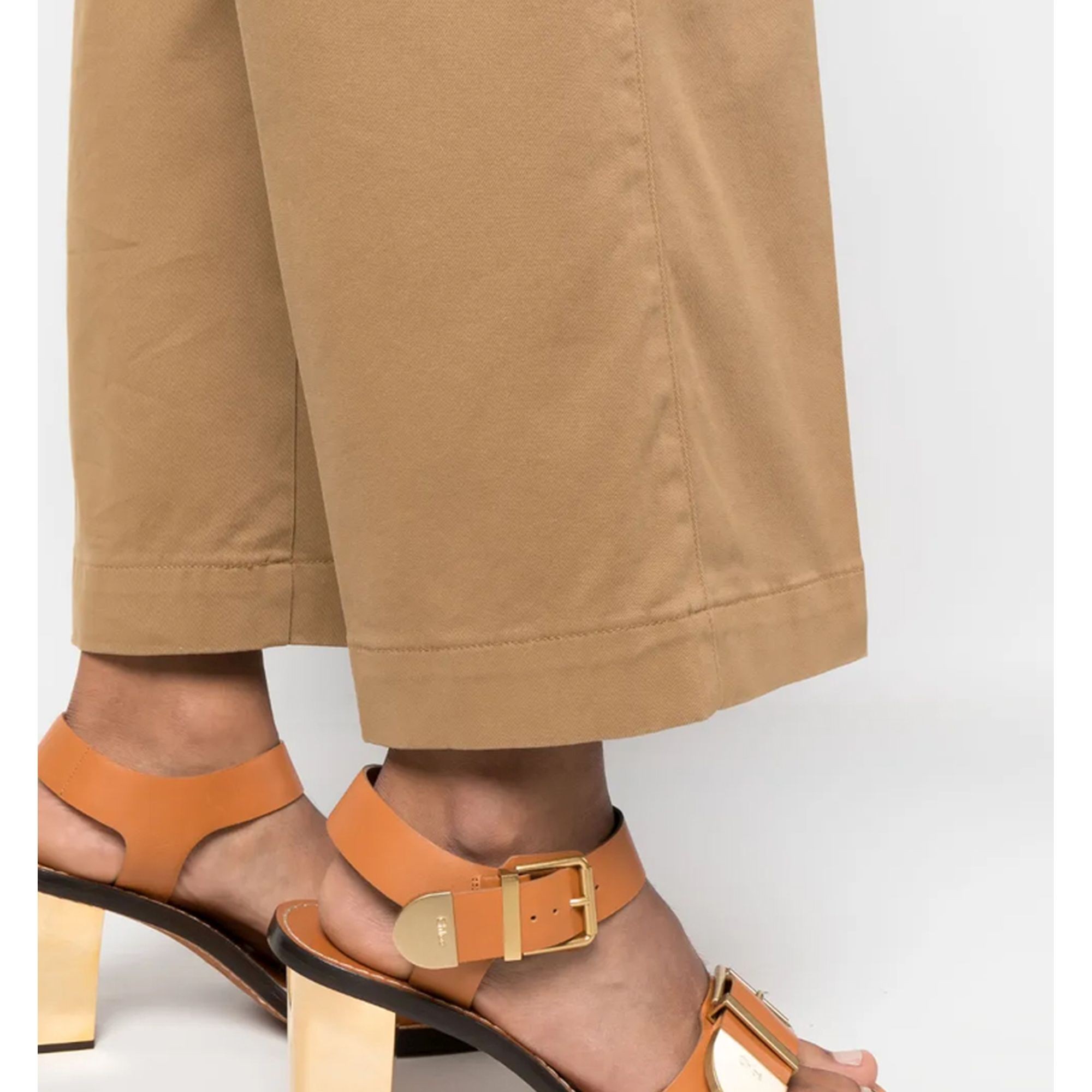 POLO RALPH LAUREN Kelnės moterims, Ruda, Wd lg chno-cropped-flat front 3