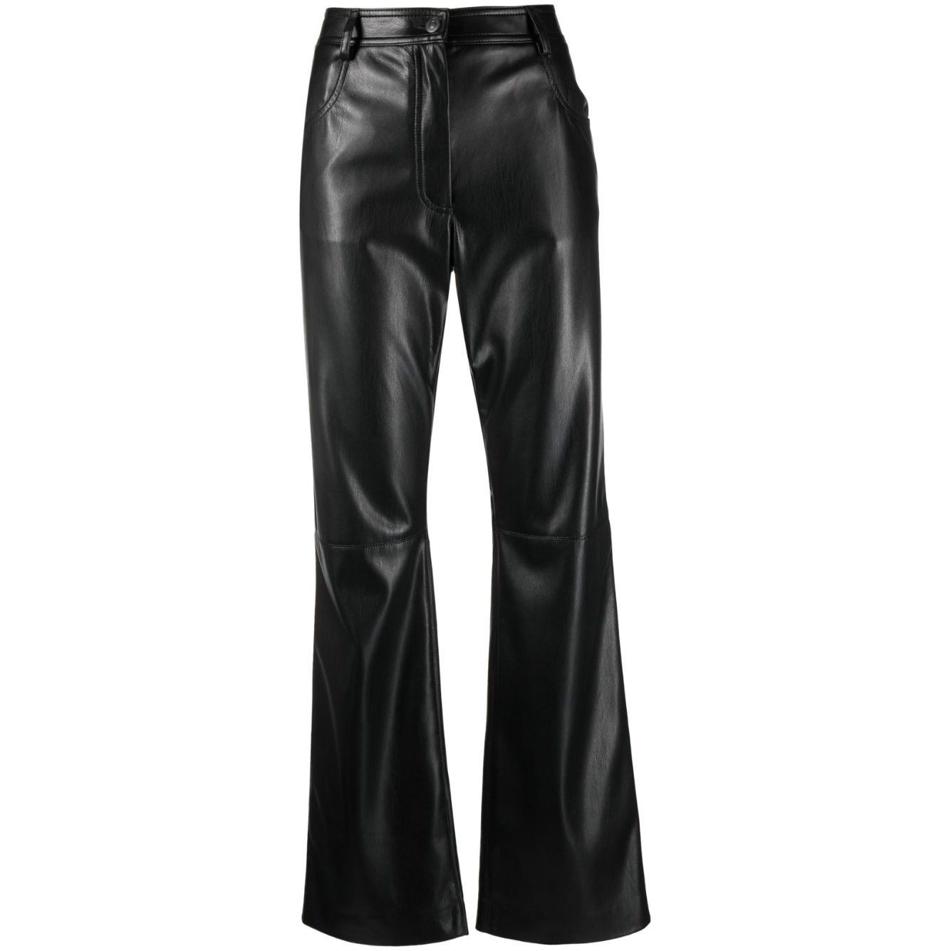 MSGM Laisvalaikio kelnės moterims, Juoda, Faux leather pants