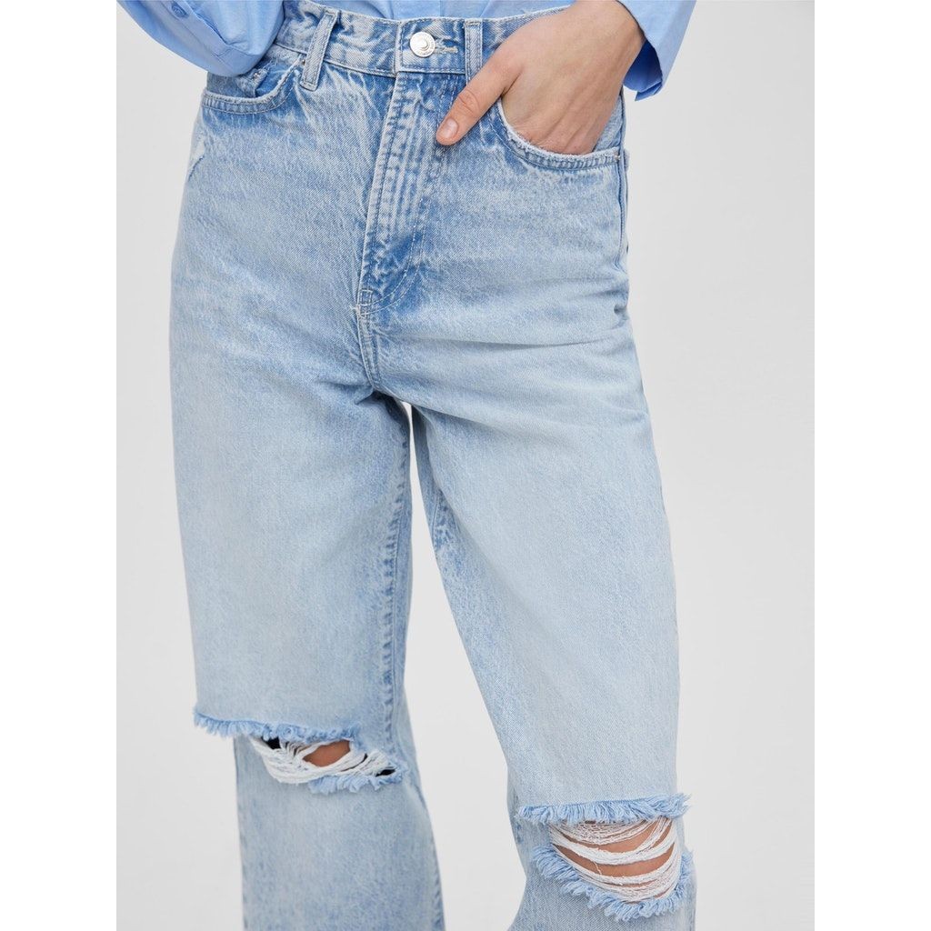 VERO MODA Tiesūs džinsai moterims, Mėlyna, VMREBECCA SHR REG WID 6