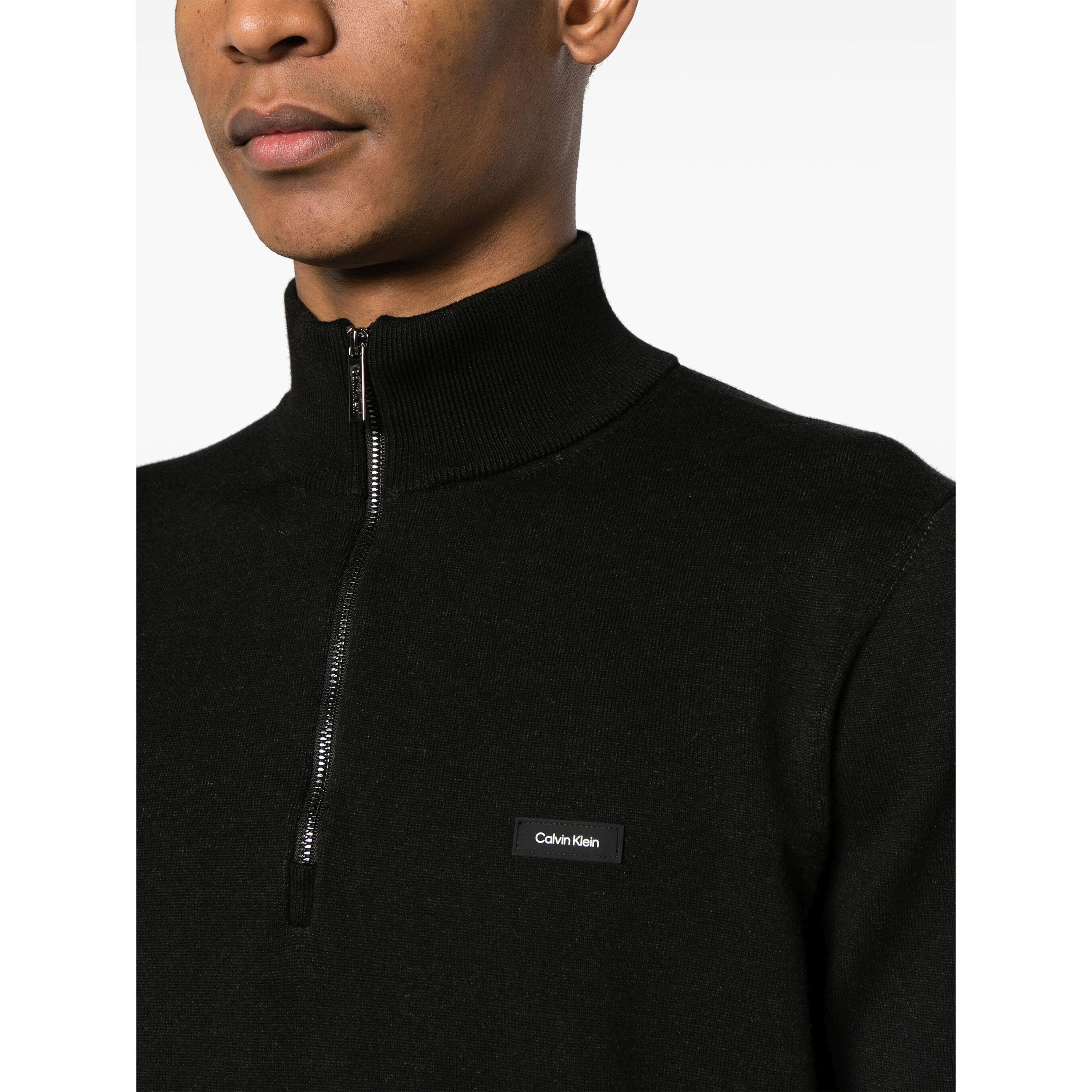 CALVIN KLEIN Megztinis vyrams, Juoda, Half zip sweater 4