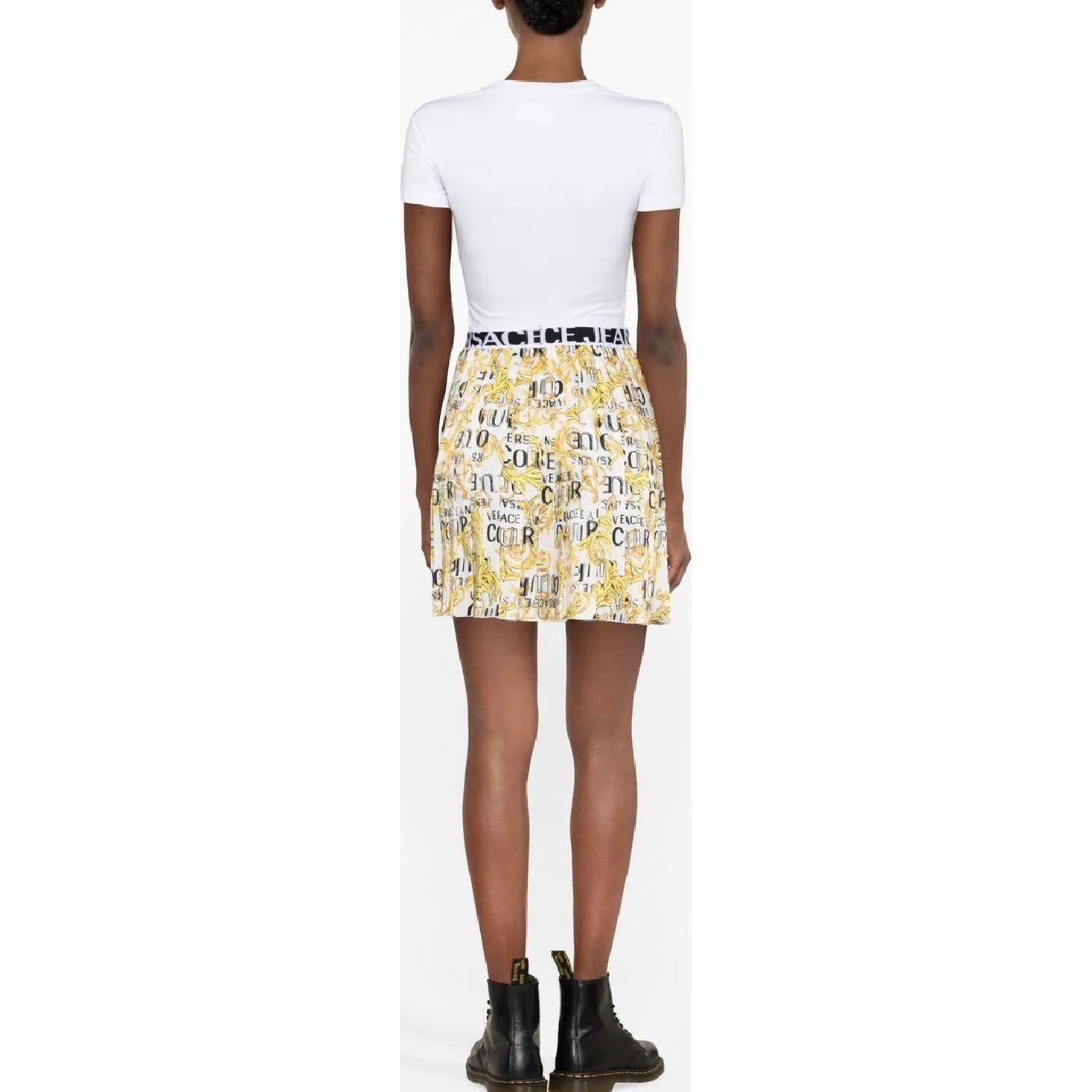 VERSACE JEANS CUTURE Mini sijonas moterims, Balta, Twill skirt 3