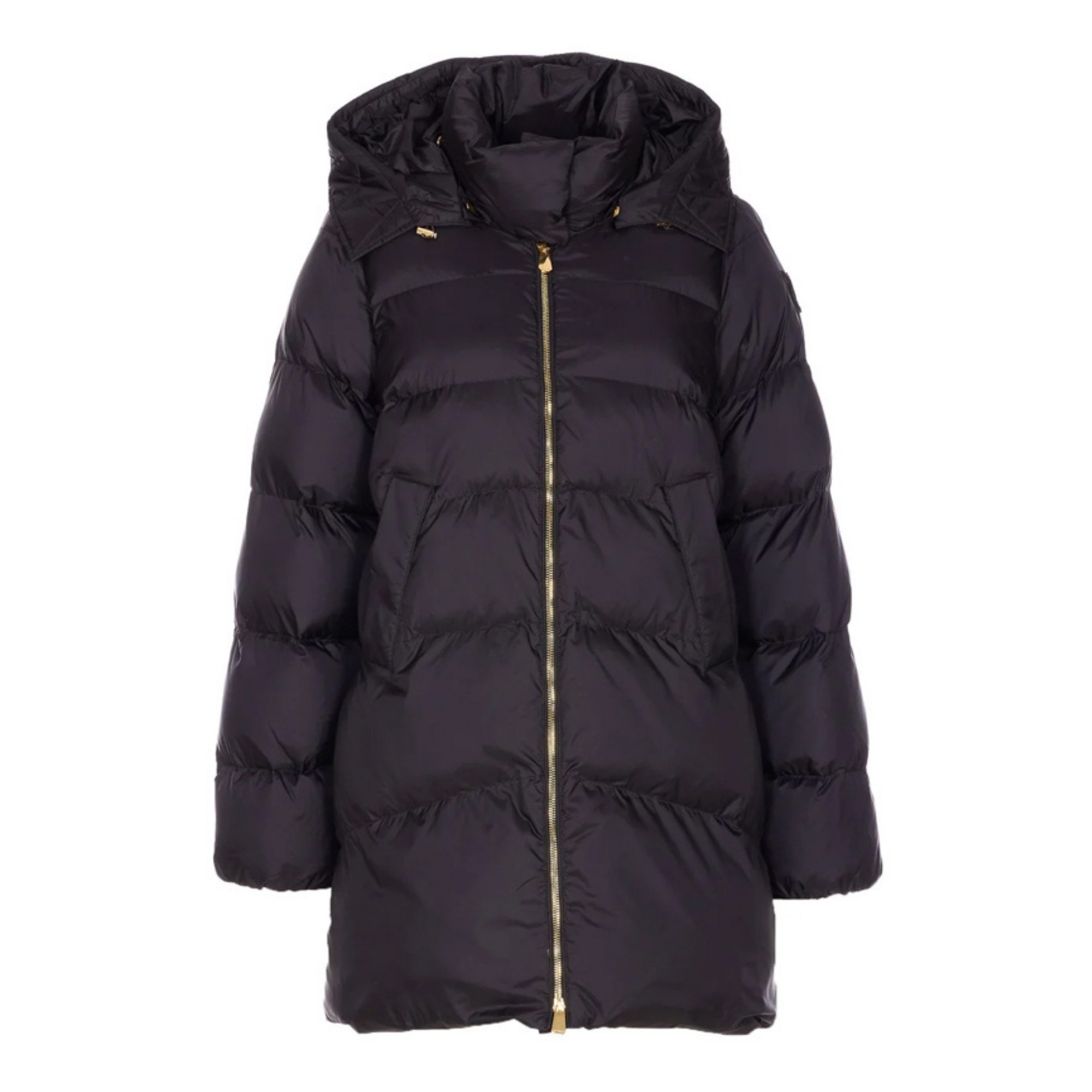 PINKO Pūkinė striukė moterims, Juoda, Calzone coat 1
