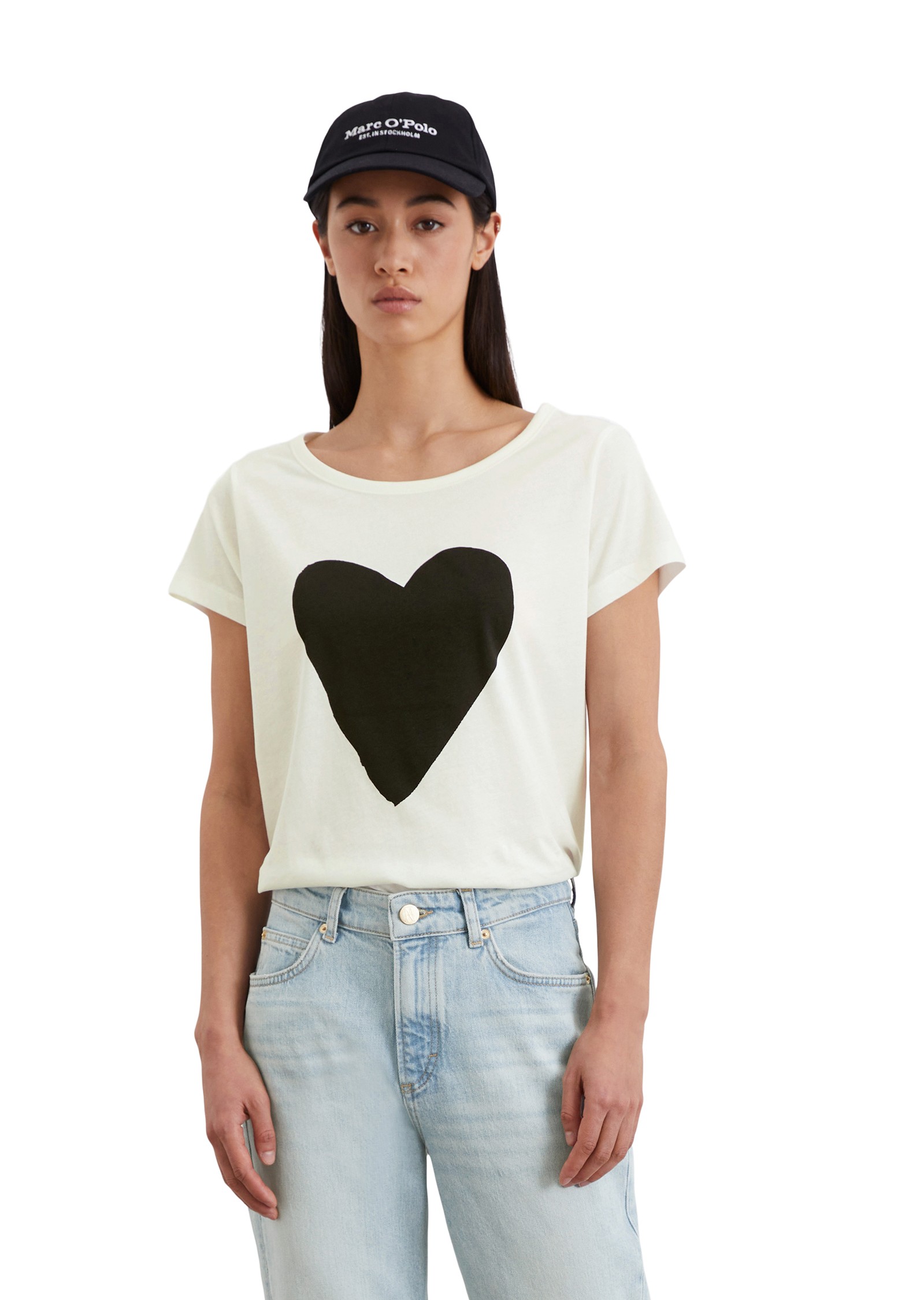 MARC O'POLO Marškinėliai trump. rankovėmis moterims, Smėlio, Tshirts sh M03206751431 2